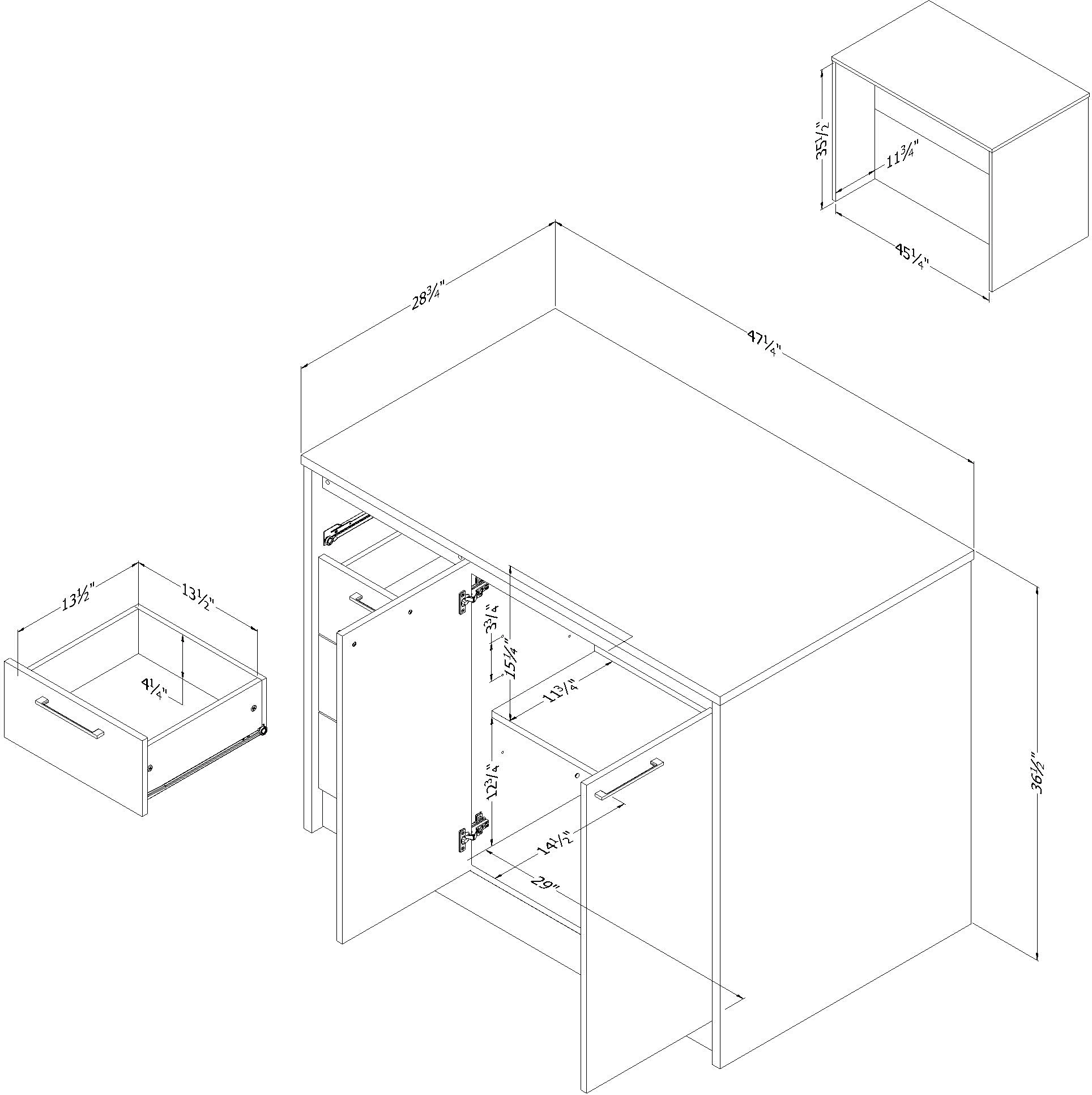 14440 Myro Faux Black Stone and White Kitchen Island - South Shore-9