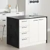 14440 Myro Faux Black Stone and White Kitchen Island - South Shore