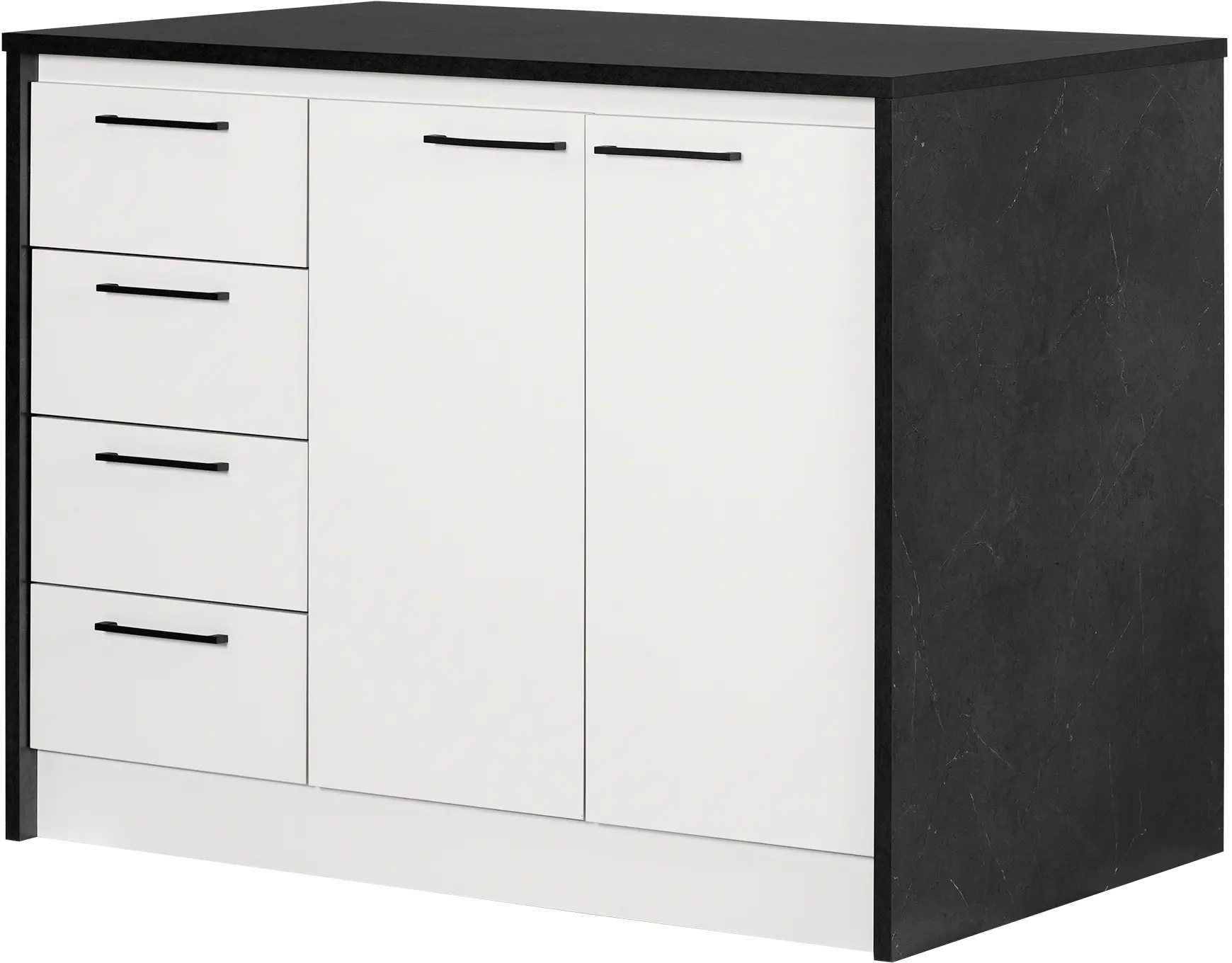 14440 Myro Faux Black Stone and White Kitchen Island - South Shore-4