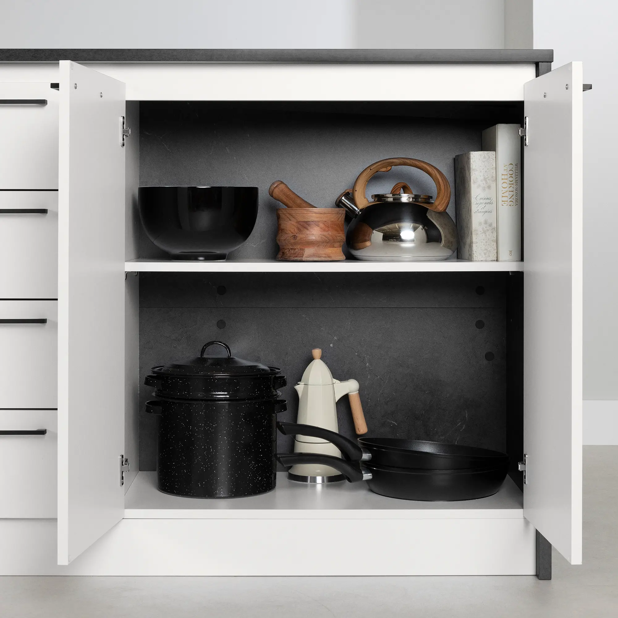 14440 Myro Faux Black Stone and White Kitchen Island - South Shore-5