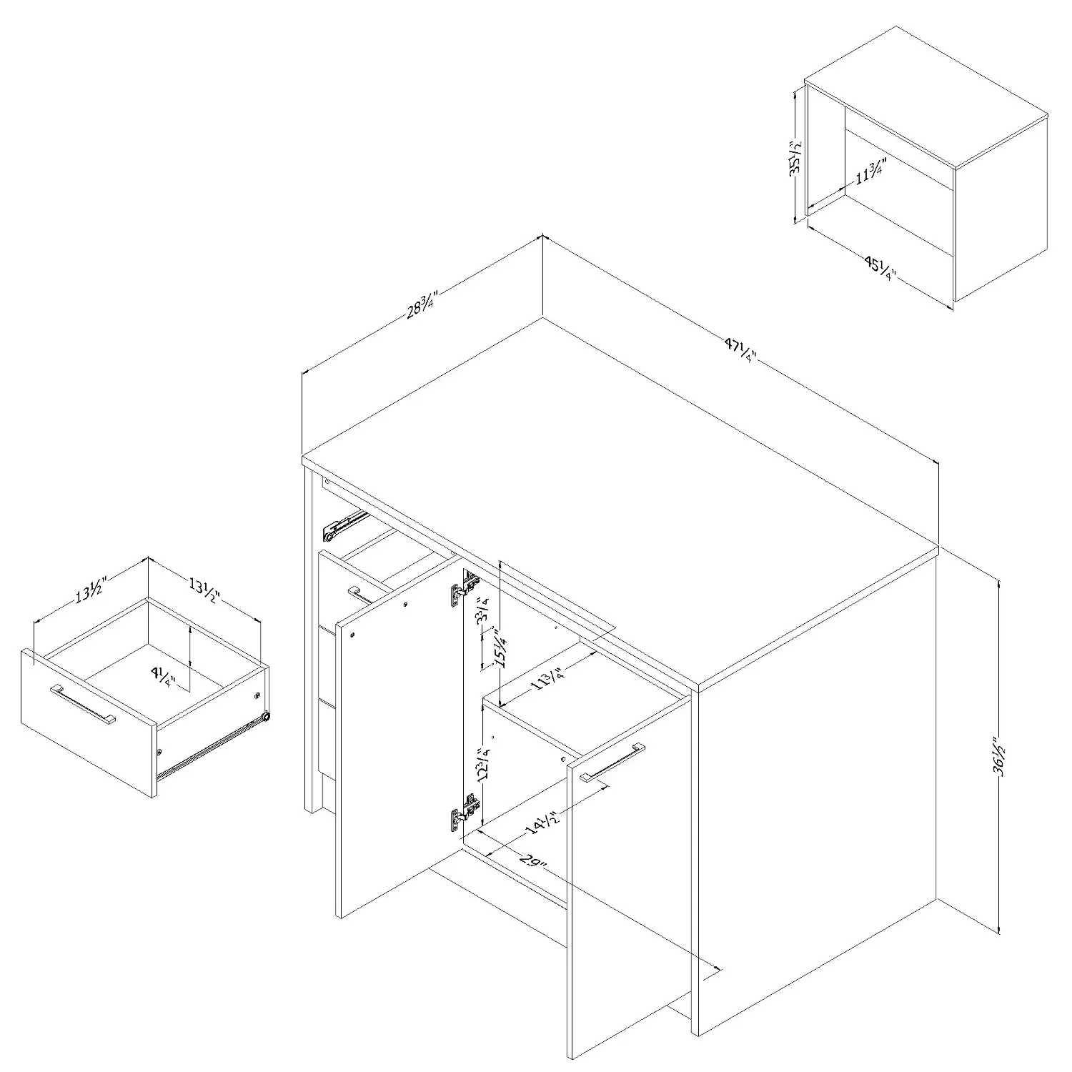 14440 Myro Faux Black Stone and White Kitchen Island - South Shore-1