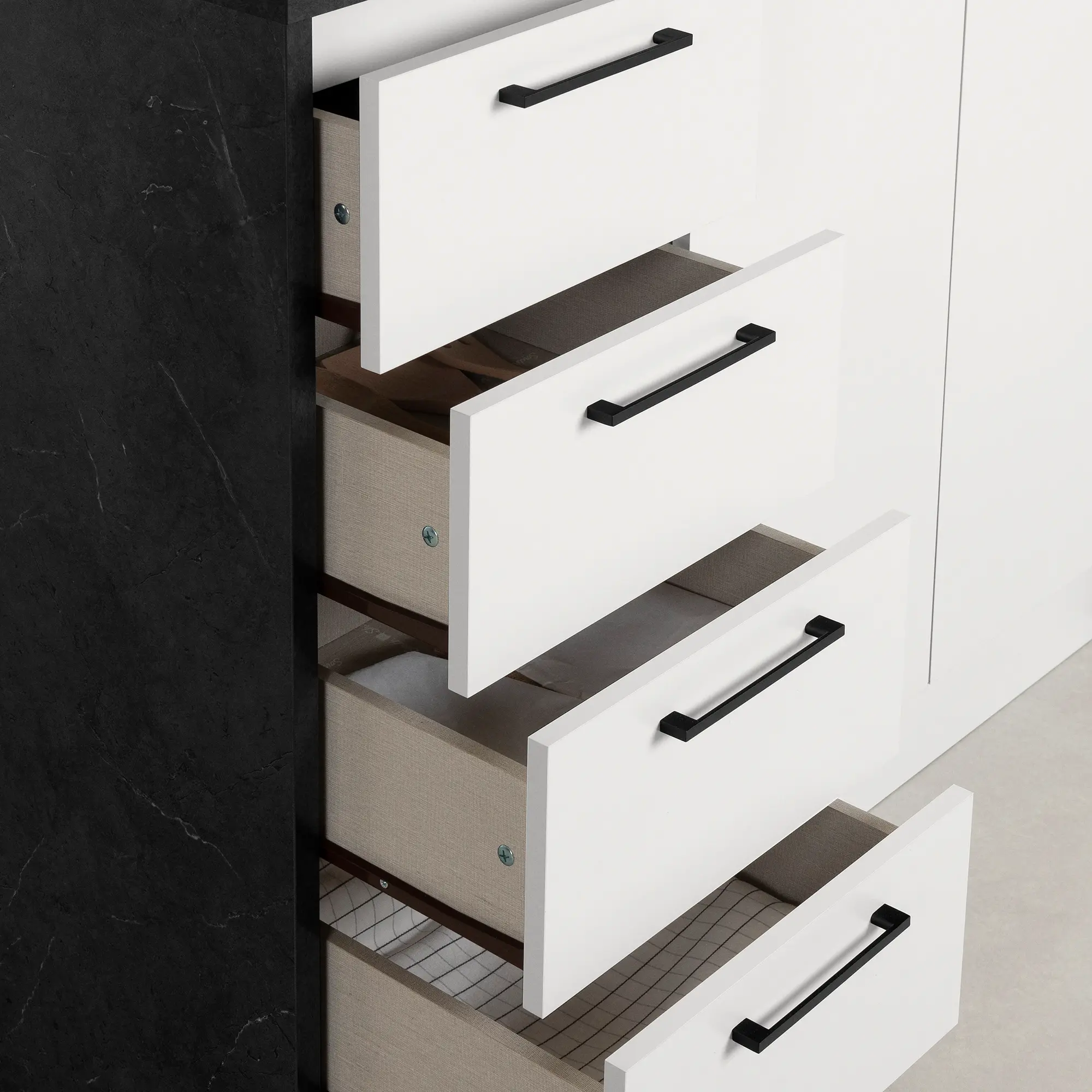 14440 Myro Faux Black Stone and White Kitchen Island - South Shore-6