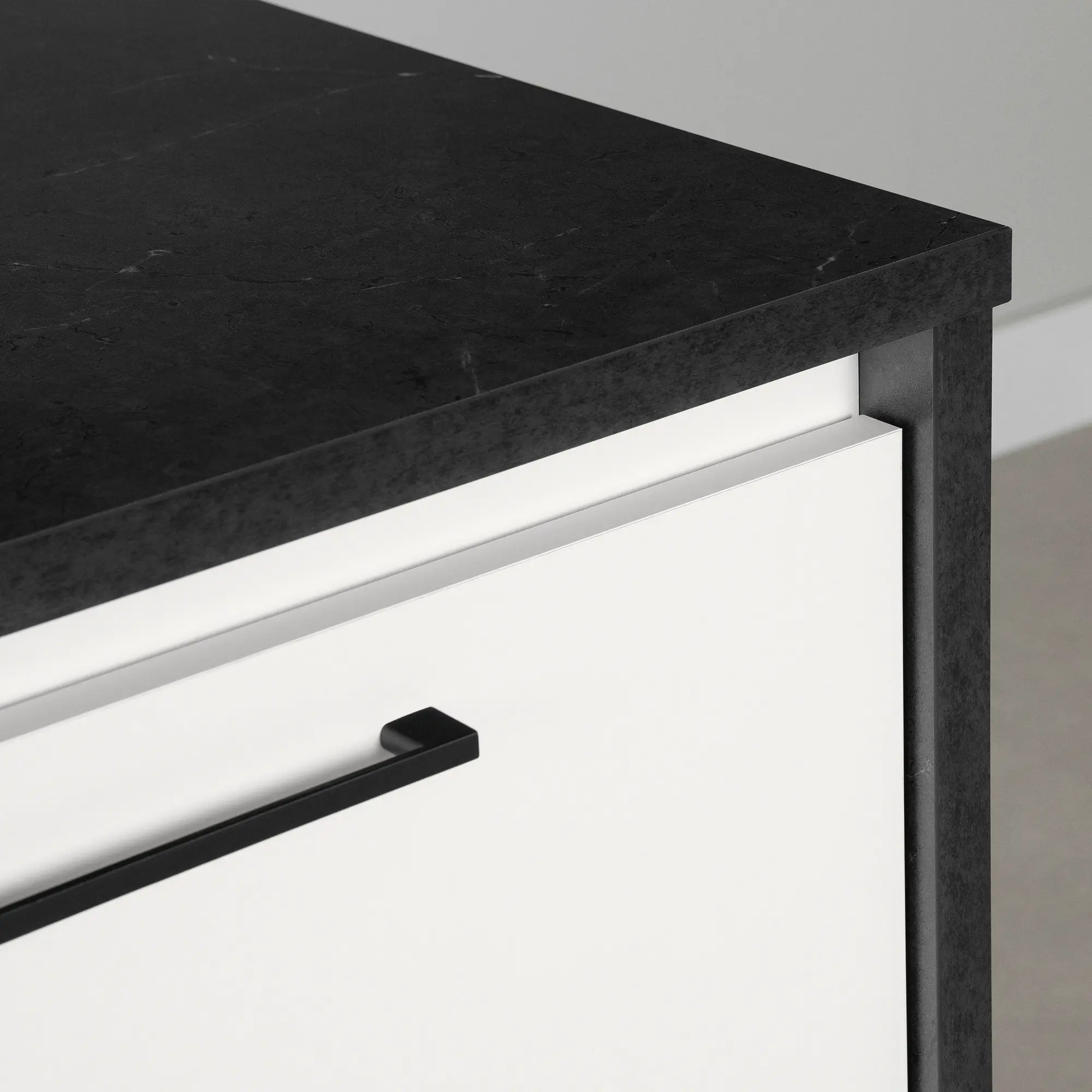14440 Myro Faux Black Stone and White Kitchen Island - South Shore-7