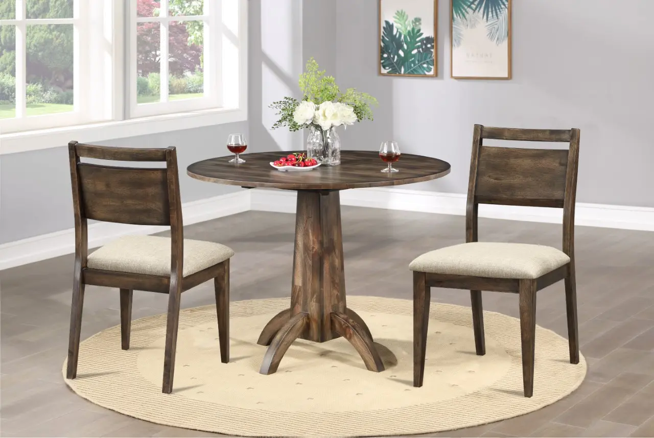 Zoey Dark Brown 3 Piece Dining Room Set-2