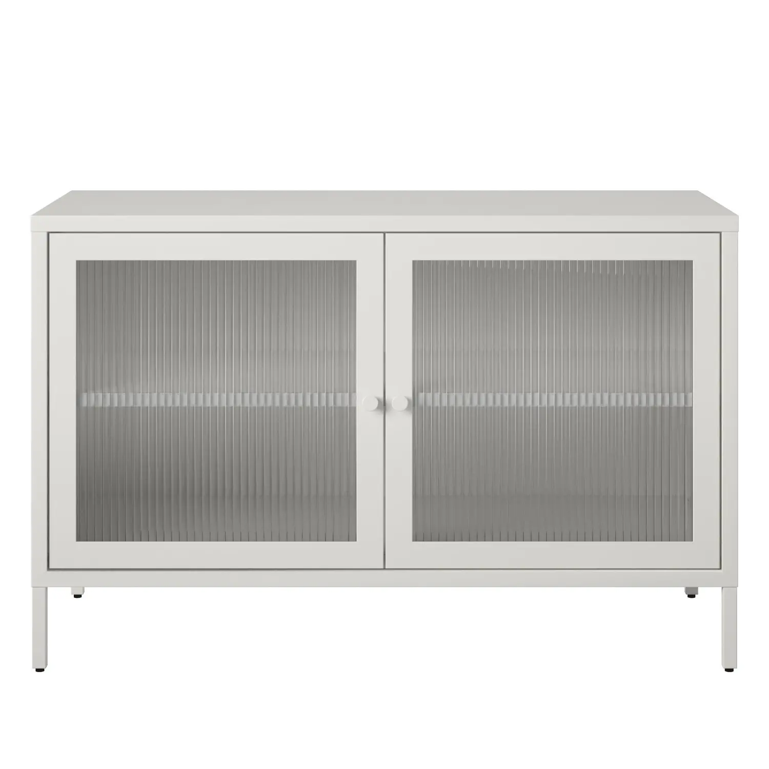 Ashbury White 2 Door Storage Cabinet with Fluted Glass Doors-1