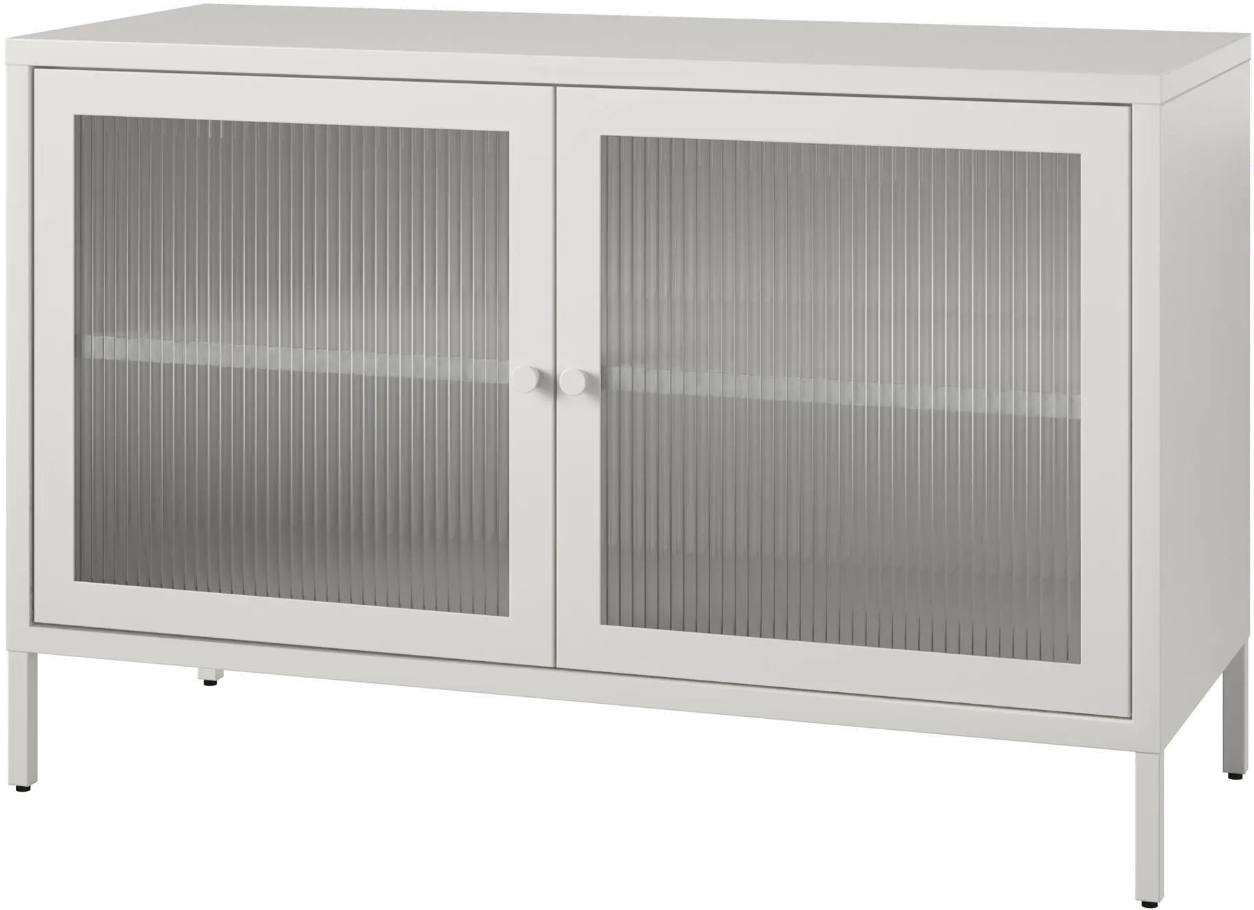 Ashbury White 2 Door Storage Cabinet with Fluted Glass Doors-3