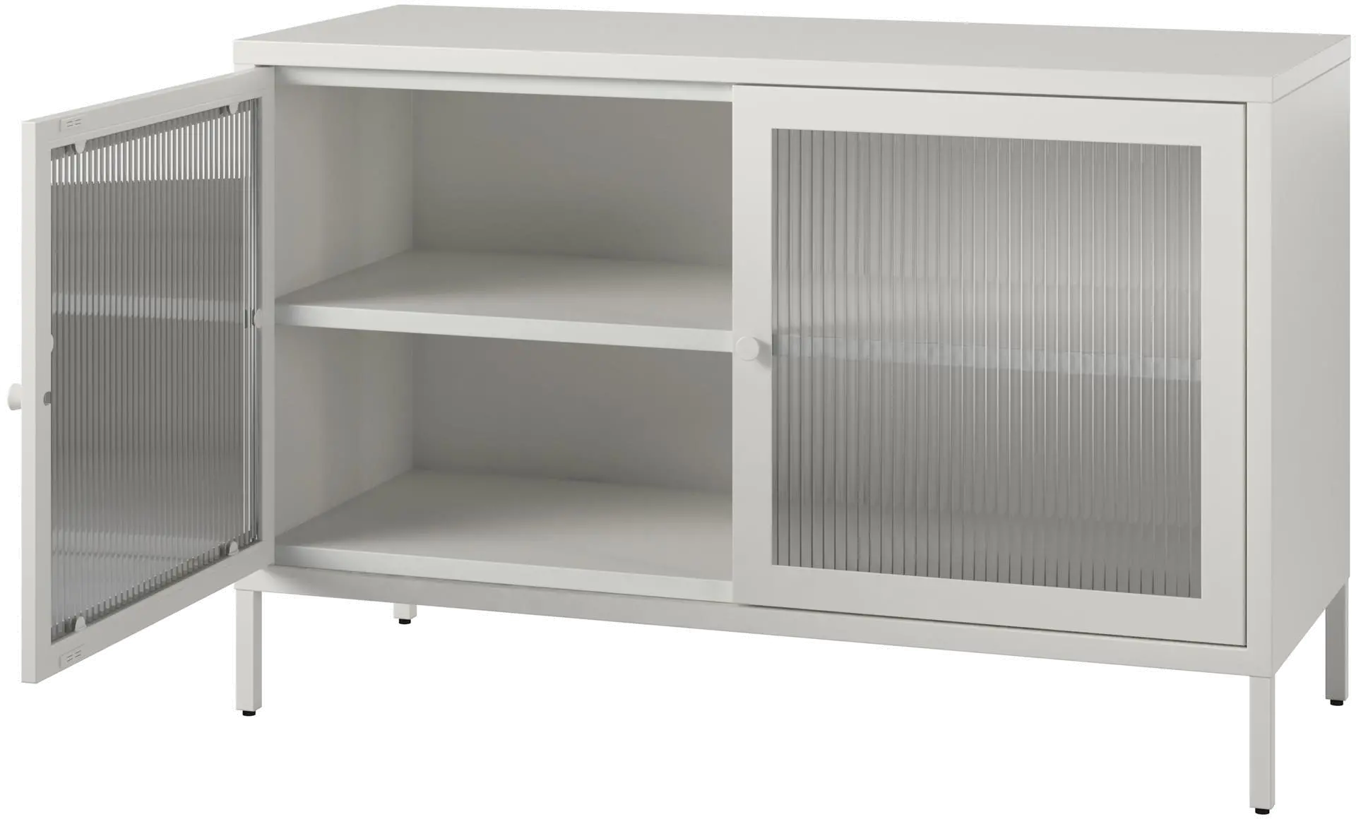 Ashbury White 2 Door Storage Cabinet with Fluted Glass Doors-4