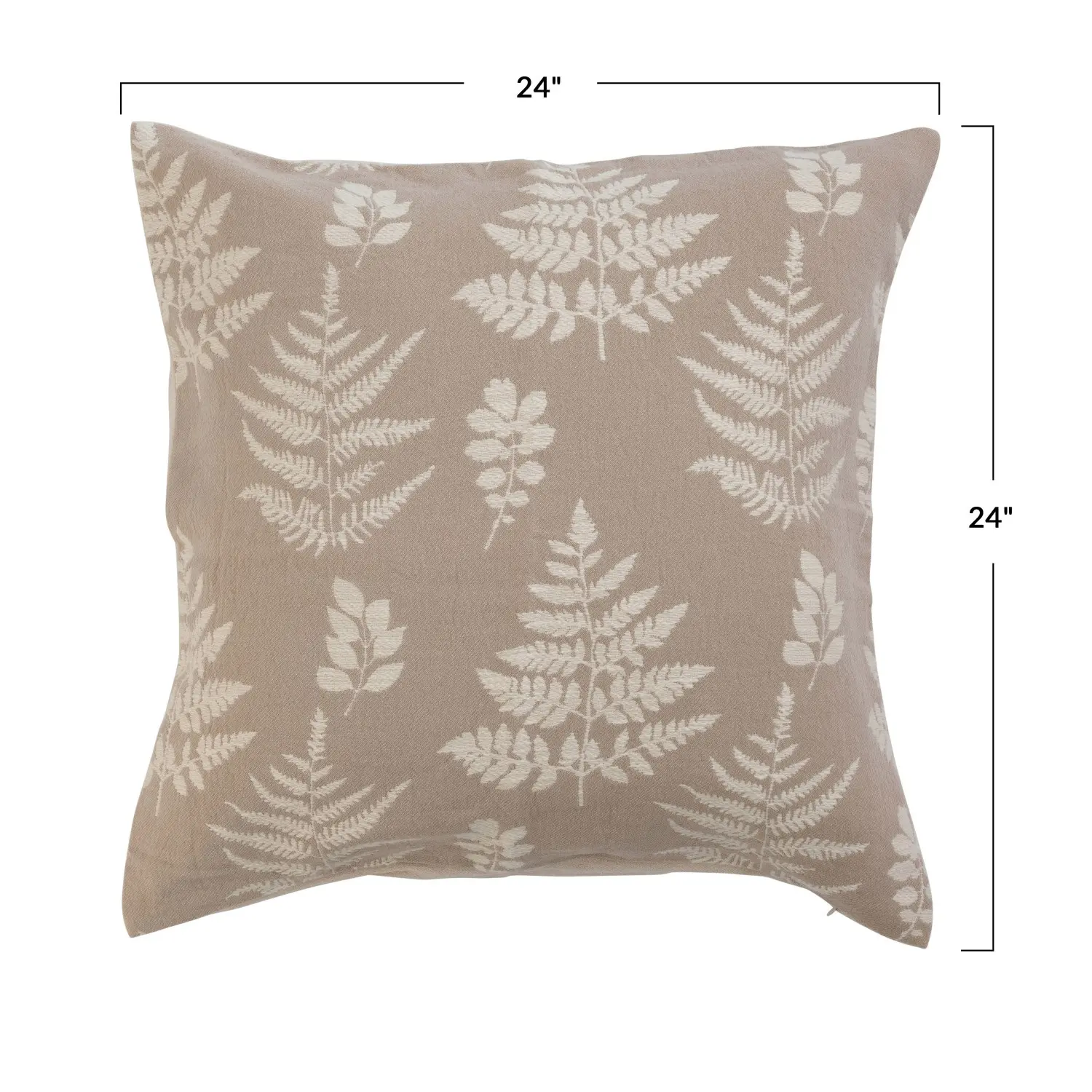 DF6793/FERN-PILLOW Natural and Beige Woven Accent Pillow with Fern Pattern-2