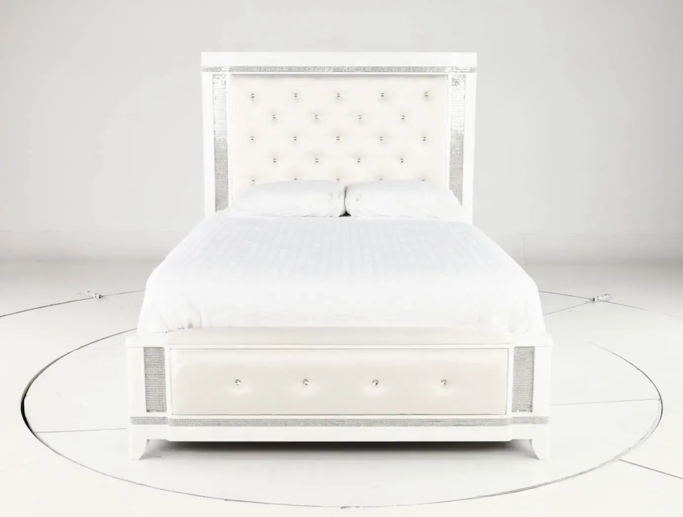 Celeste Sparkle White Queen Upholstered Bed-10
