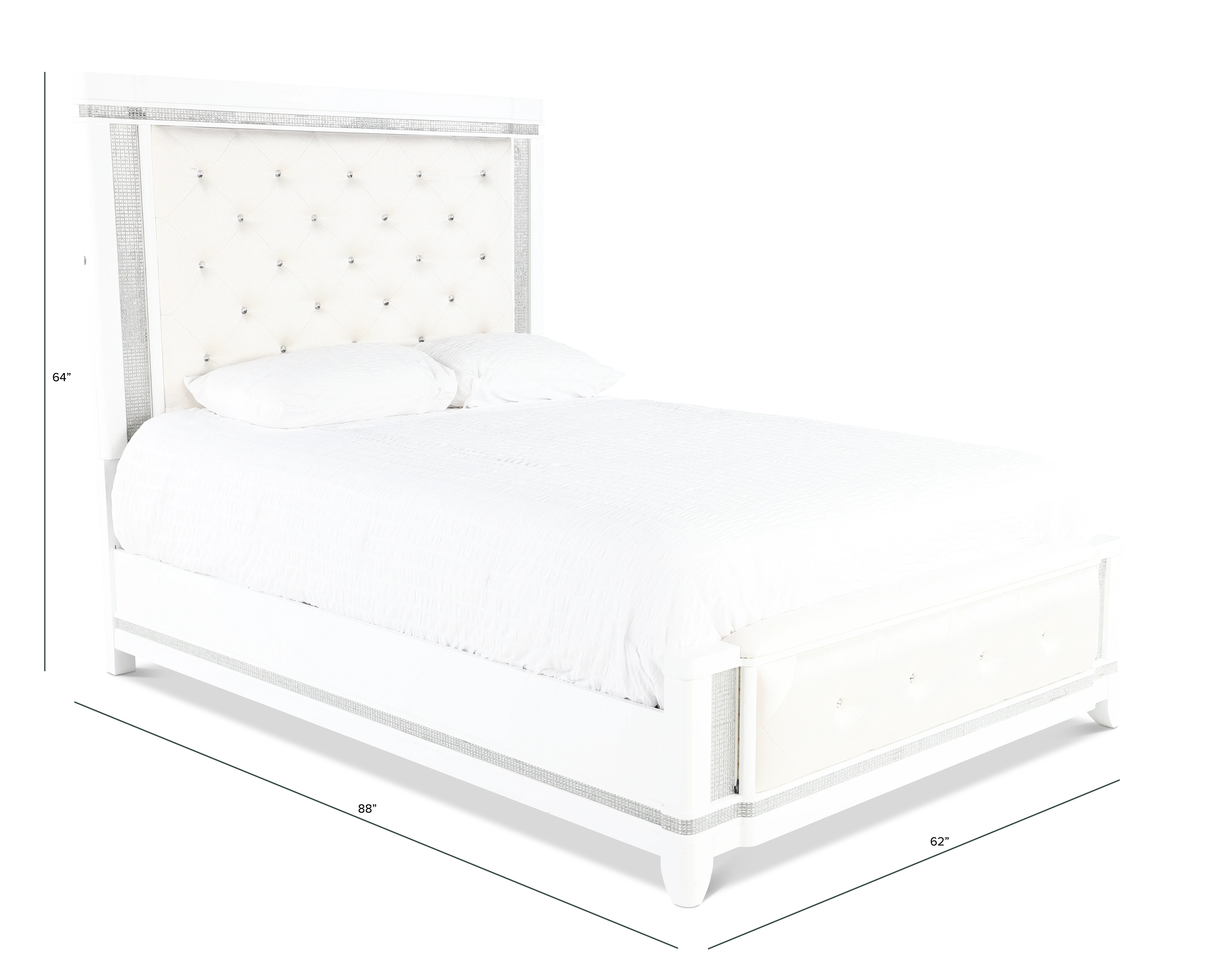 Celeste Sparkle White Queen Upholstered Bed-3