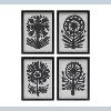 DF6582A-A/4-IND-FRME Black and White Flower Assorted Wall Art