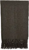 DF2350/CHARCOAL-THRW Black Cotton Throw with Fringe