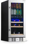 NWB057SS00 NewAir 15  Premium Built-in Dual Zone Wine and Beverage Fridge - Stainless Steel
