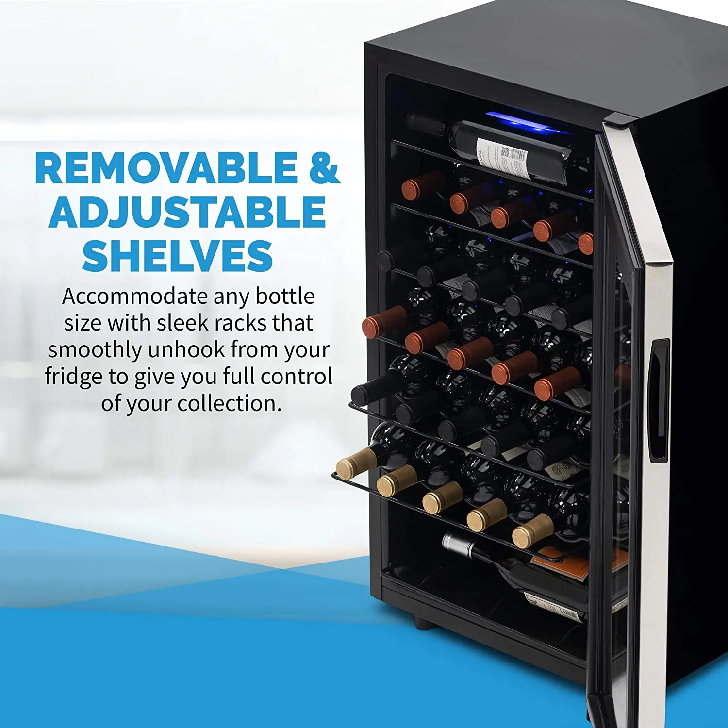 NWC033SS01 NewAir 33 Bottle Freestanding Compressor Wine Fridge - Stainless Steel-7