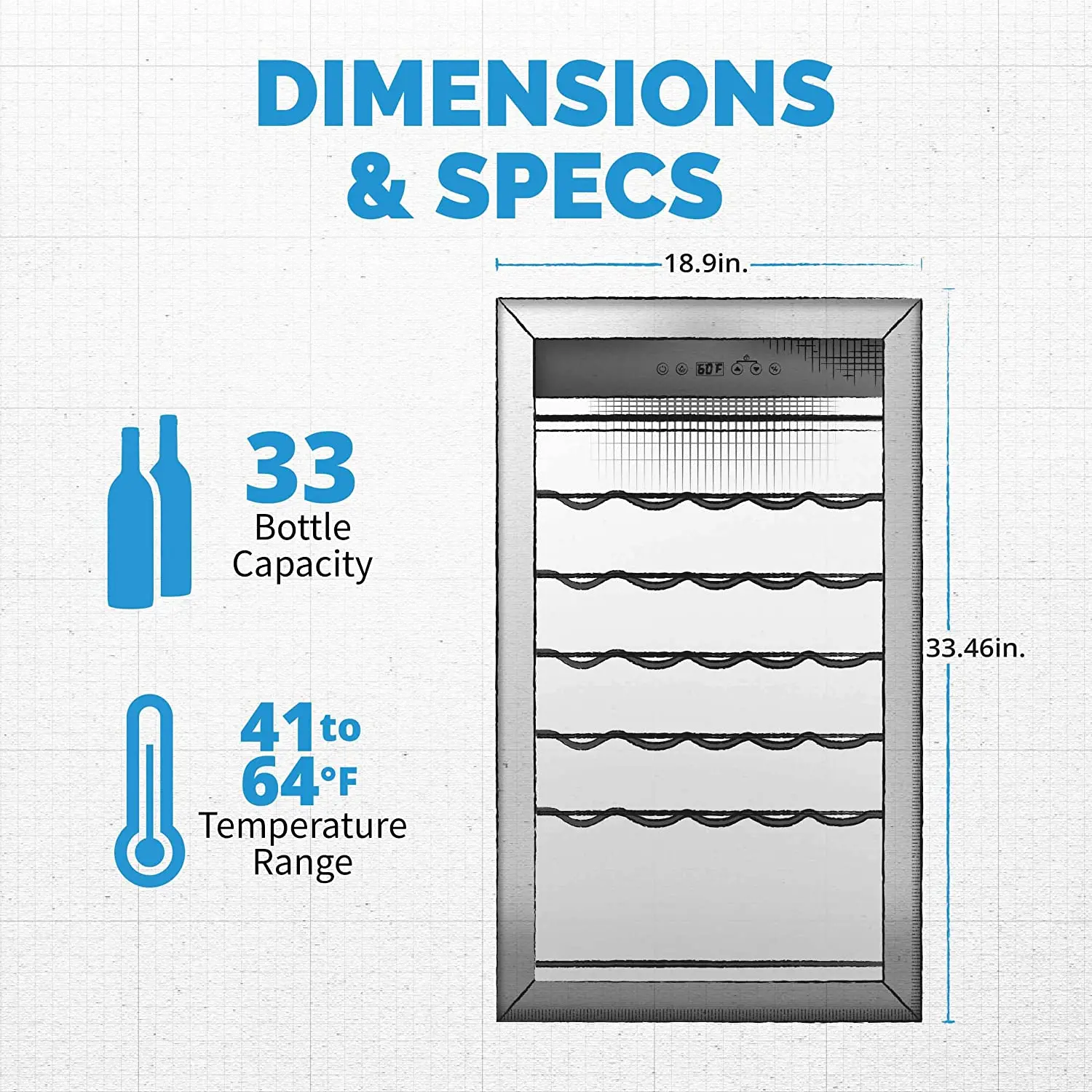 NWC033SS01 NewAir 33 Bottle Freestanding Compressor Wine Fridge - Stainless Steel-9