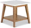 Vida White Marble and Natural End Table