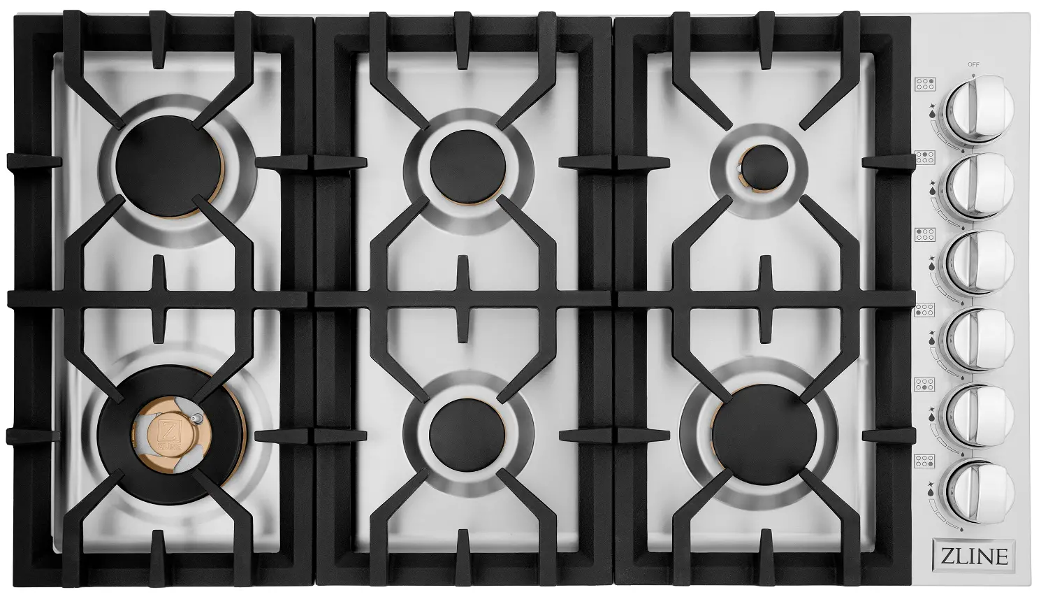 RC-BR-36 ZLINE Gas Cooktop - Stainless Steel, Brass 36 Inch-1