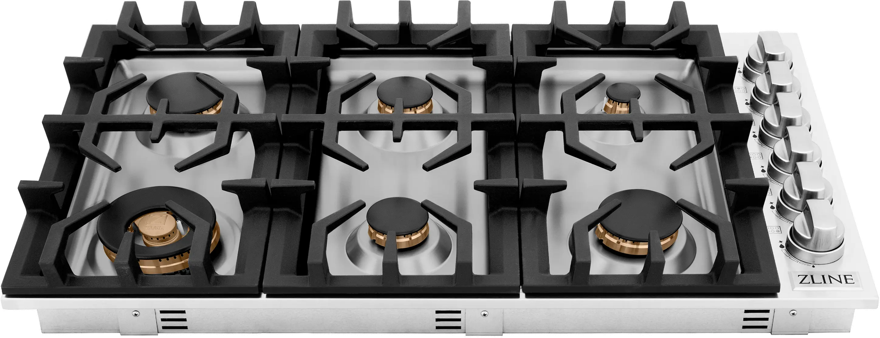 RC-BR-36 ZLINE Gas Cooktop - Stainless Steel, Brass 36 Inch-3