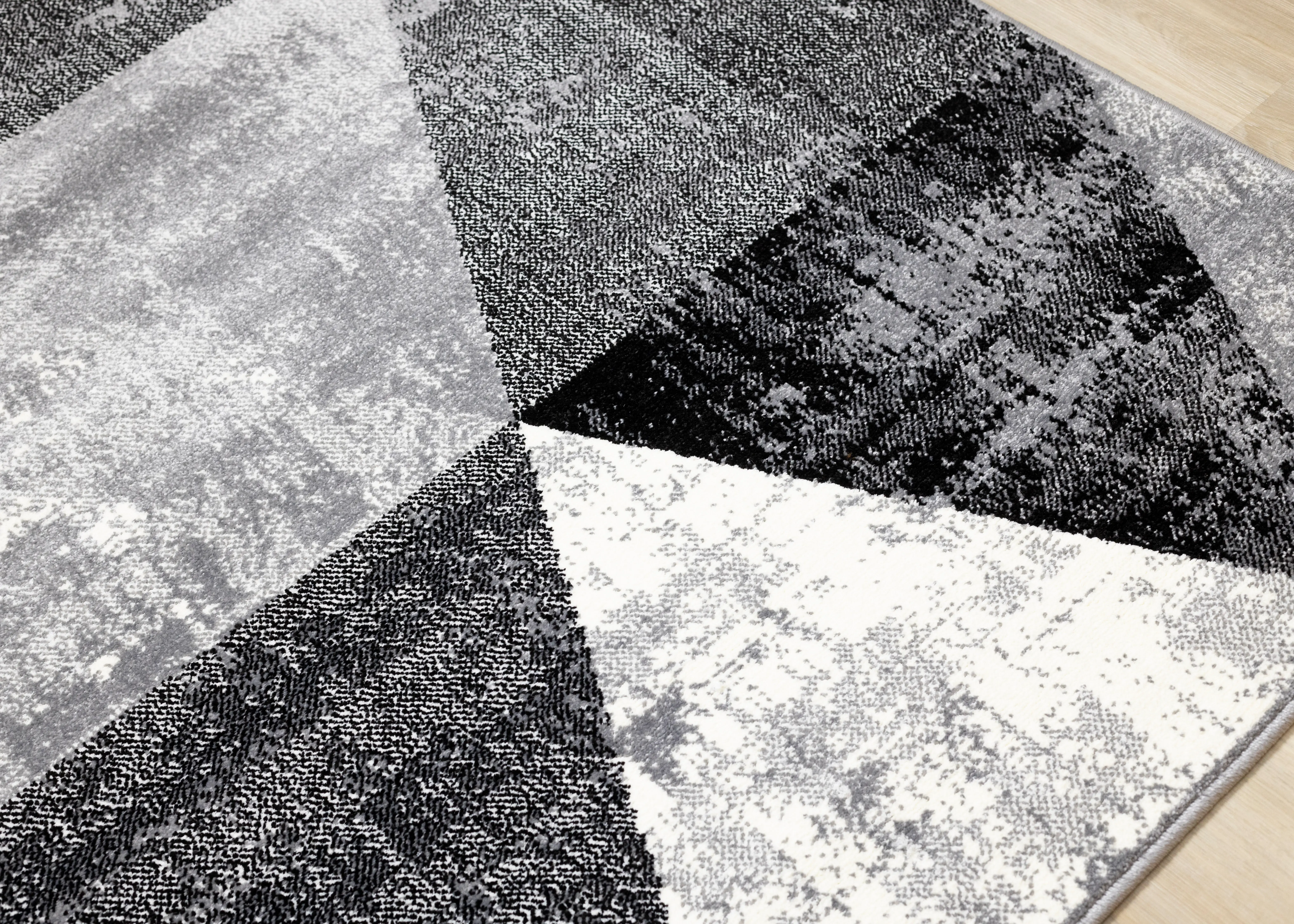 Century 7 x 10 Black and White Geometric Area Rug-6