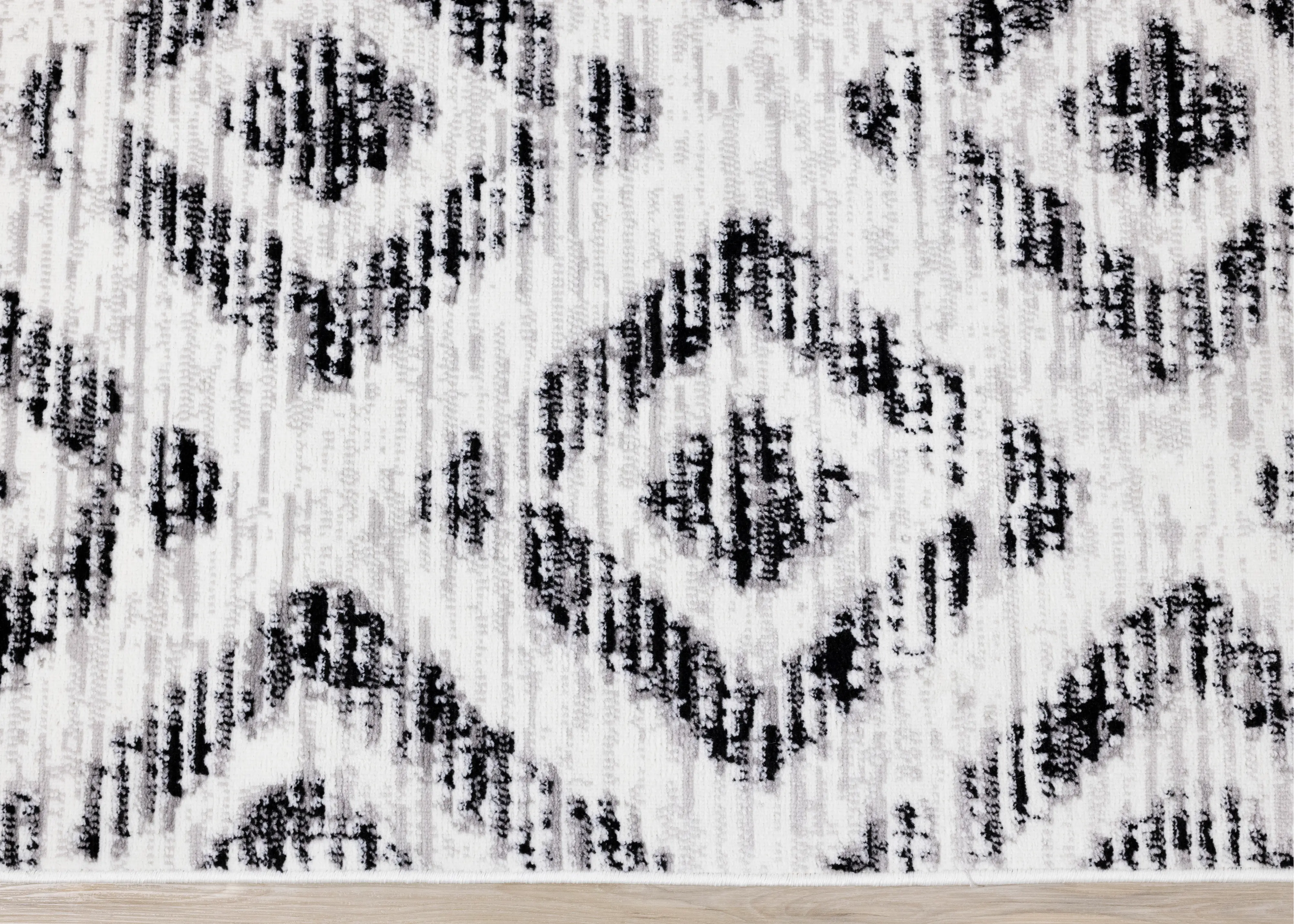 Merit Grey Diamond Pattern 7 Foot Runner Rug-3