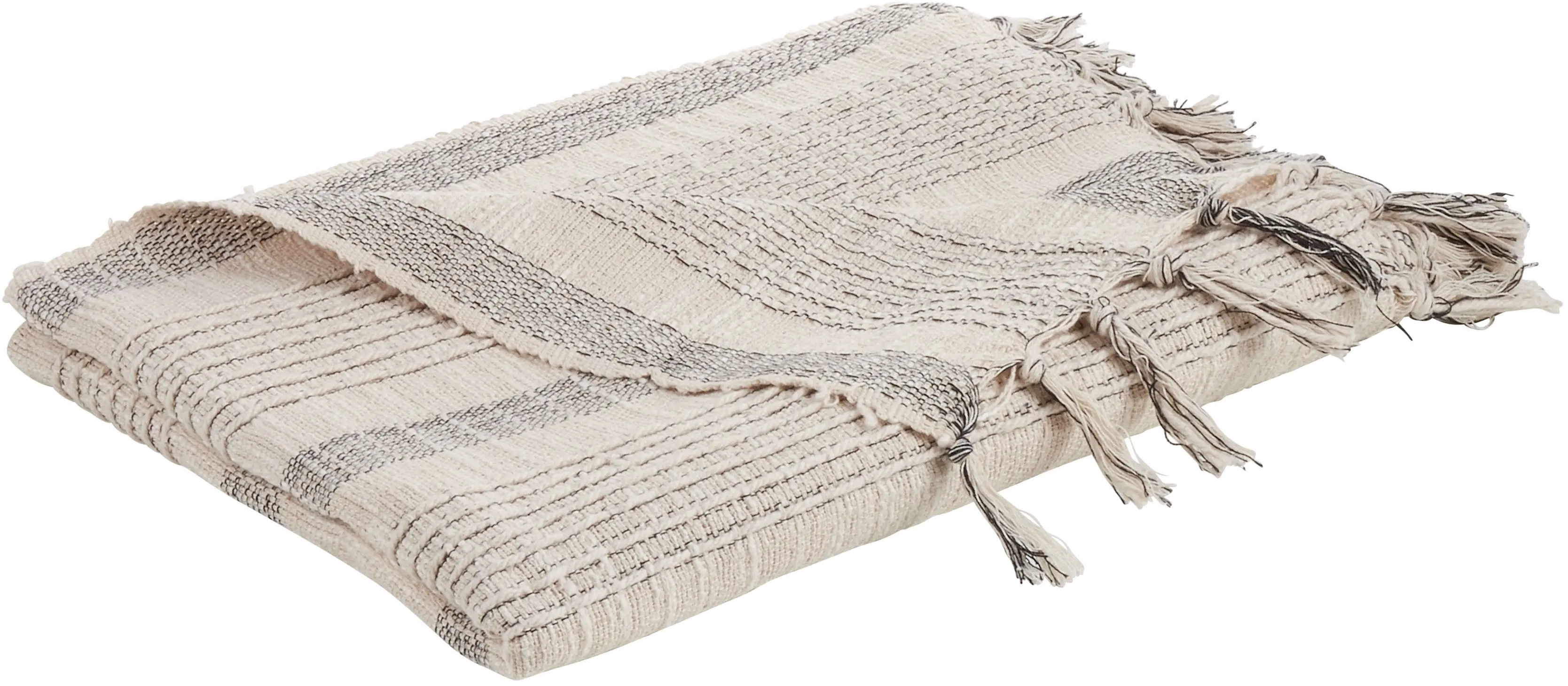 Neutral Striped Woven Throw-1