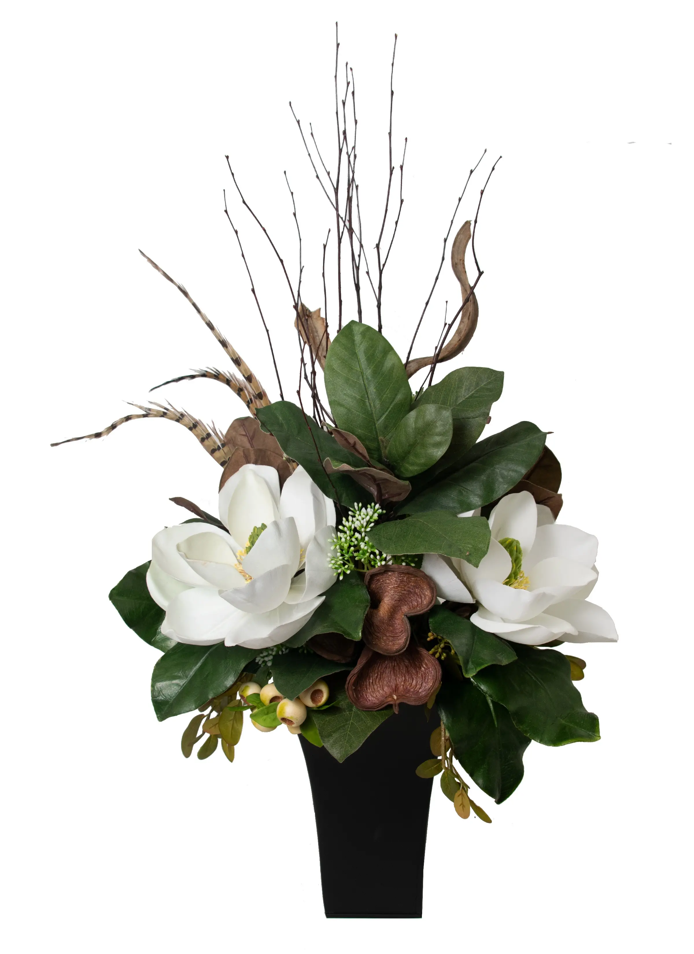 37 Magnolia Feather Metal Planter-1