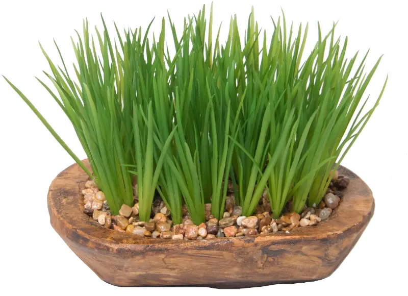 Faux Wheat Grass Plant in Wood Bowl