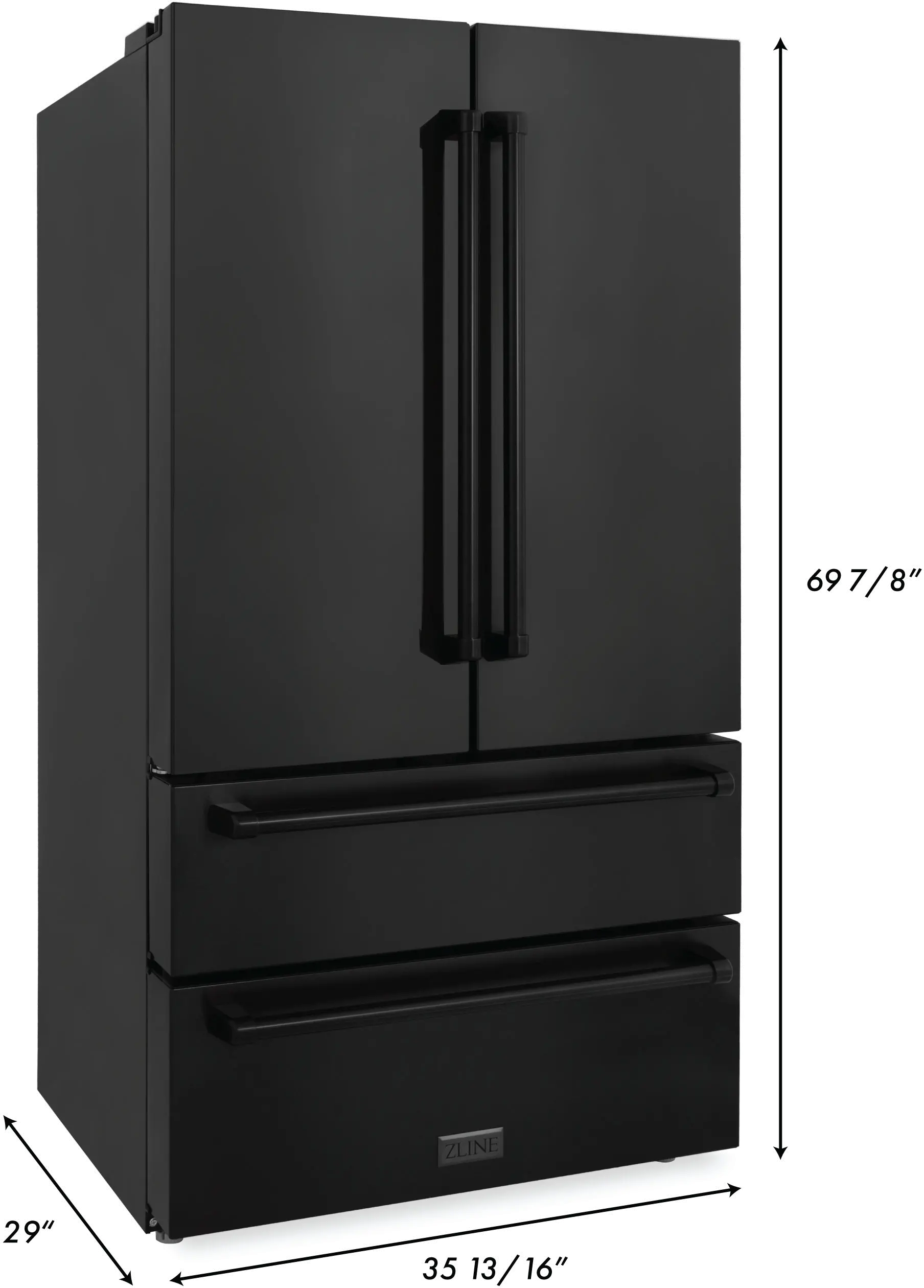 RFM-36-BS ZLINE 36 22.5 cu ft French Door Refrigerator - Black Stainless Steel Counter Depth-7