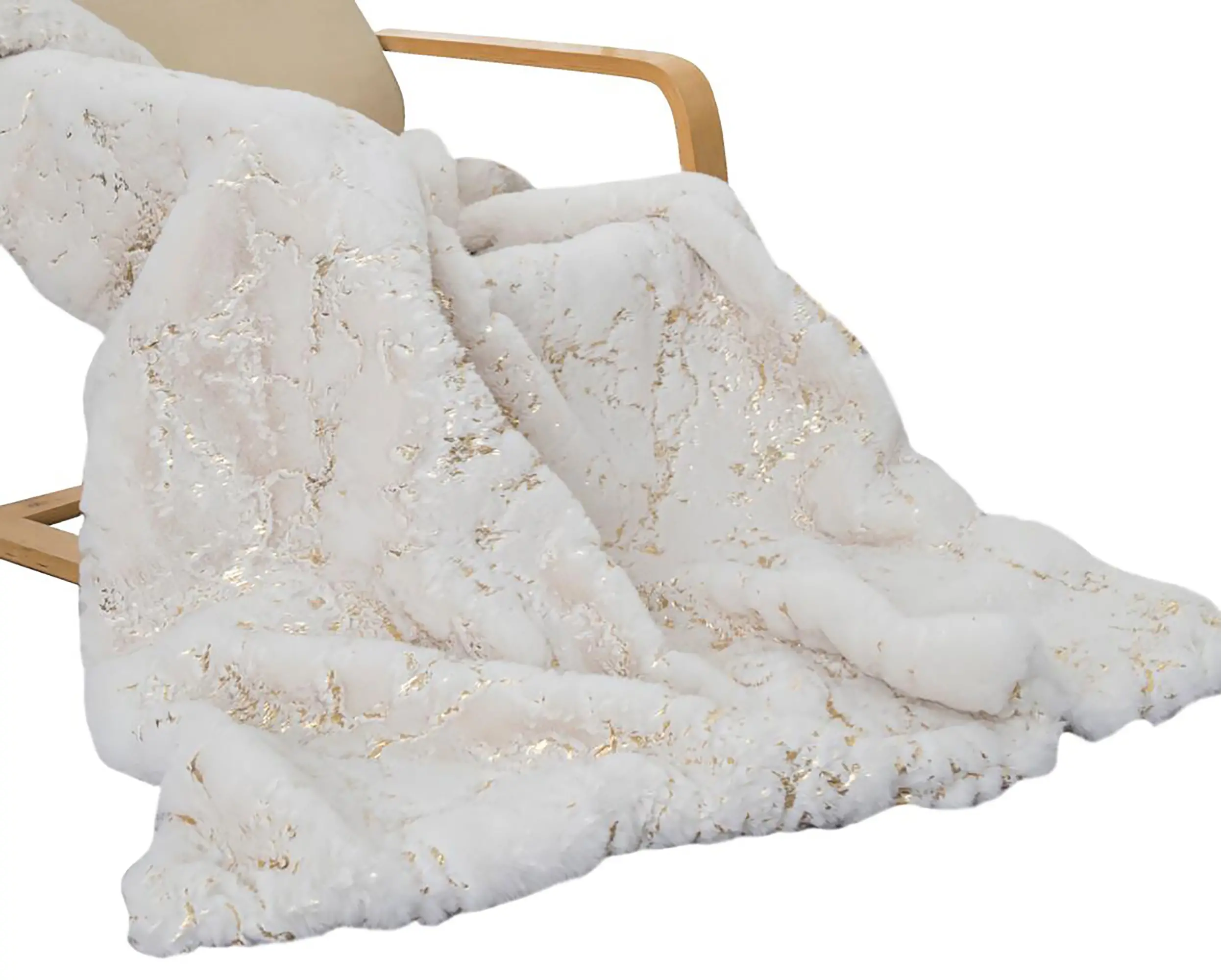 White and Gold Throw Blanket-1
