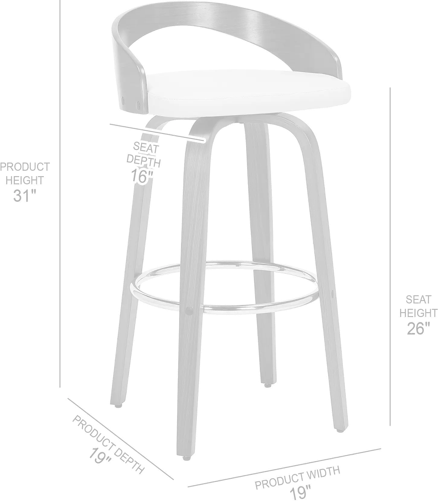 LCSOBACRWA26 Sonia Cream Swivel Counter Height Stool-6