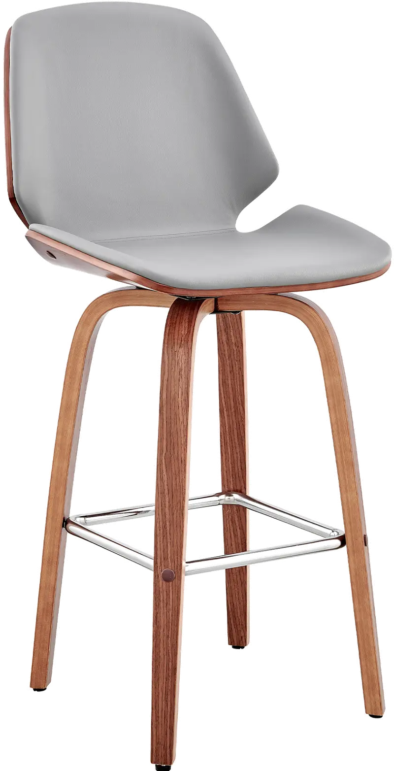 Arabela Gray and Walnut Swivel Counter Height Stool