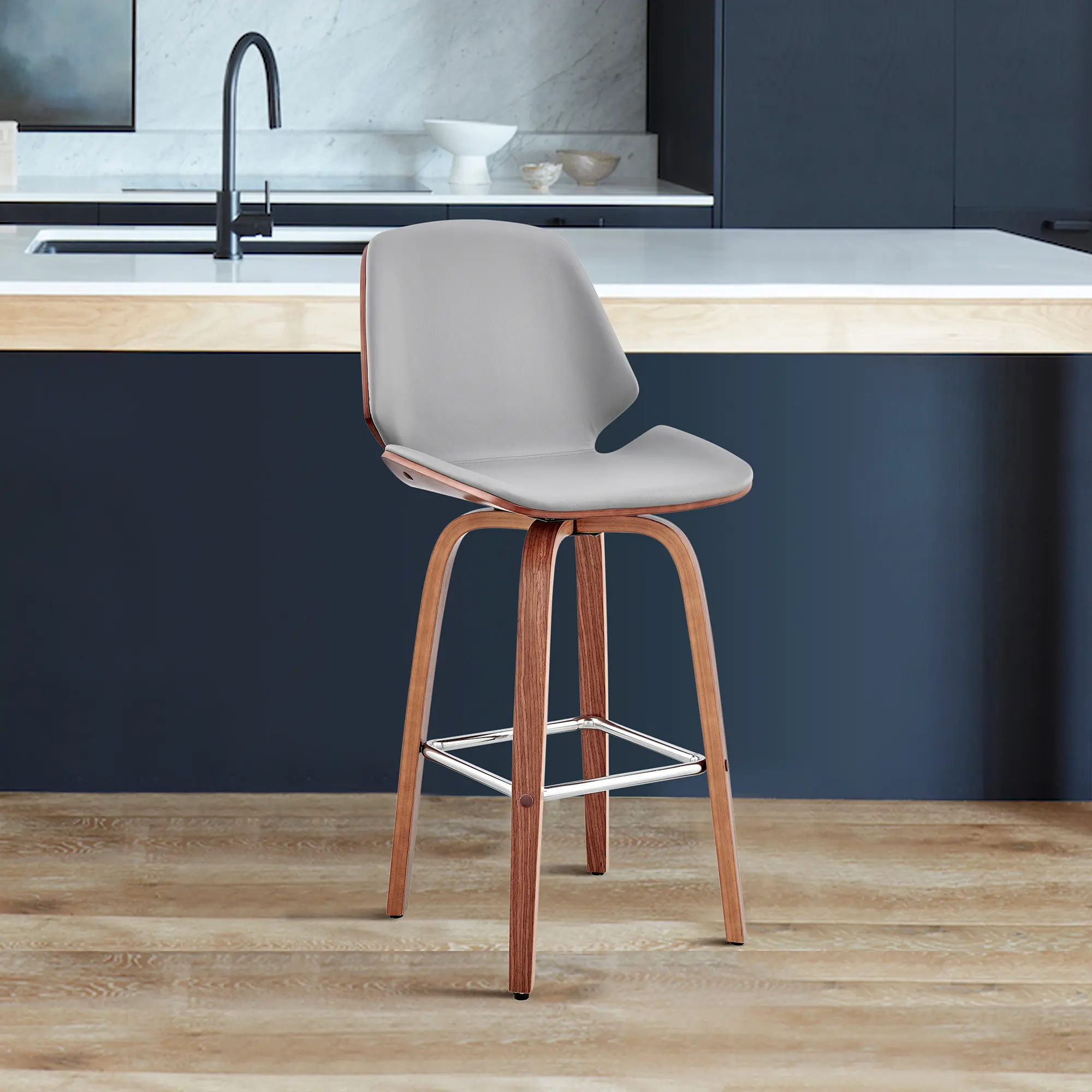 LCAABAWAGR26 Arabela Gray and Walnut Swivel Counter Height Stool-2