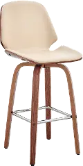 LCAABAWACR26 Arabela Cream and Walnut Swivel Counter Height Stool