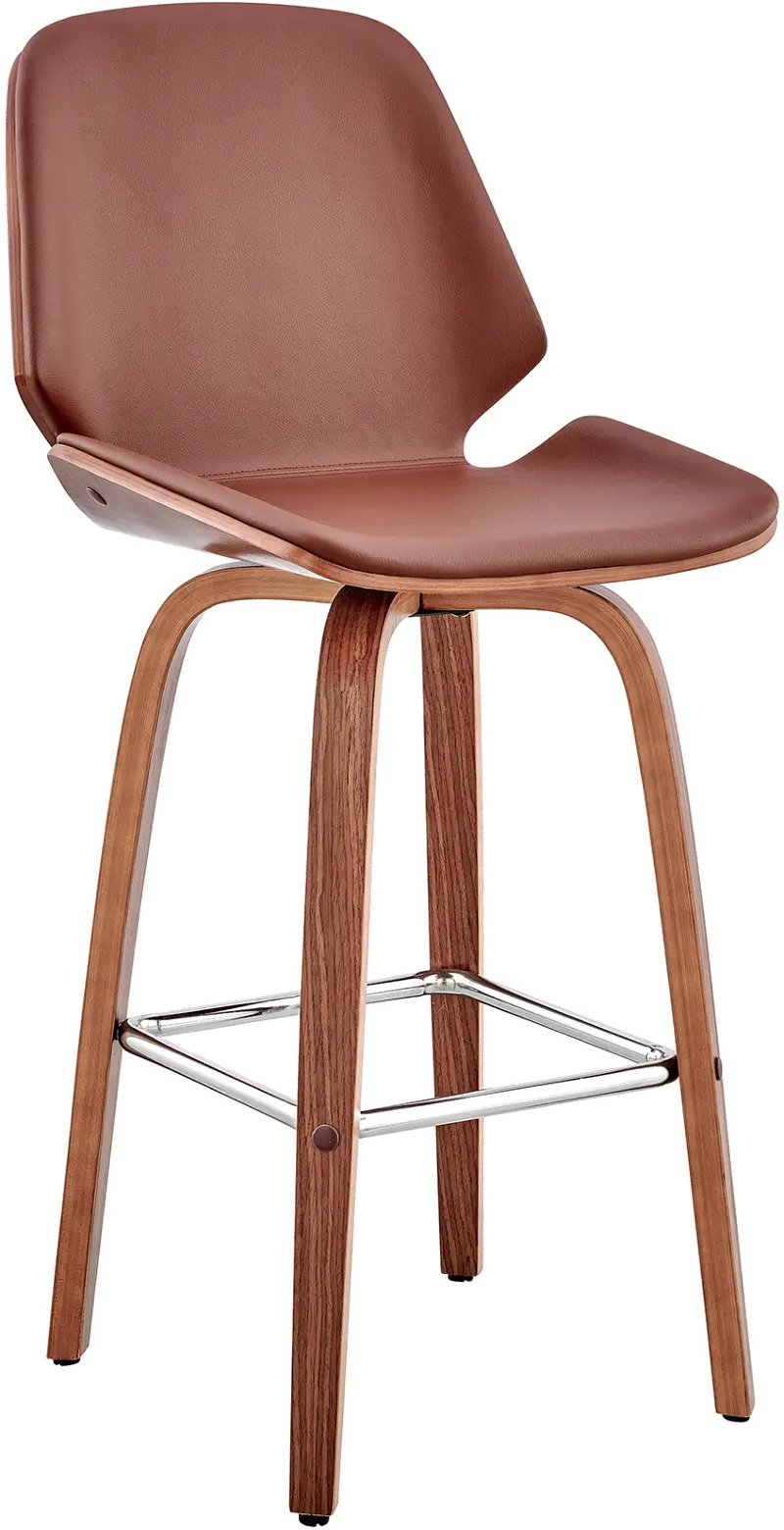 Arabela Brown and Walnut Swivel Counter Height Stool