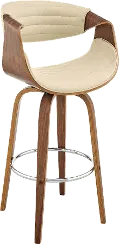LCAYBAWACR30 Arya Cream and Walnut Swivel Bar Stool