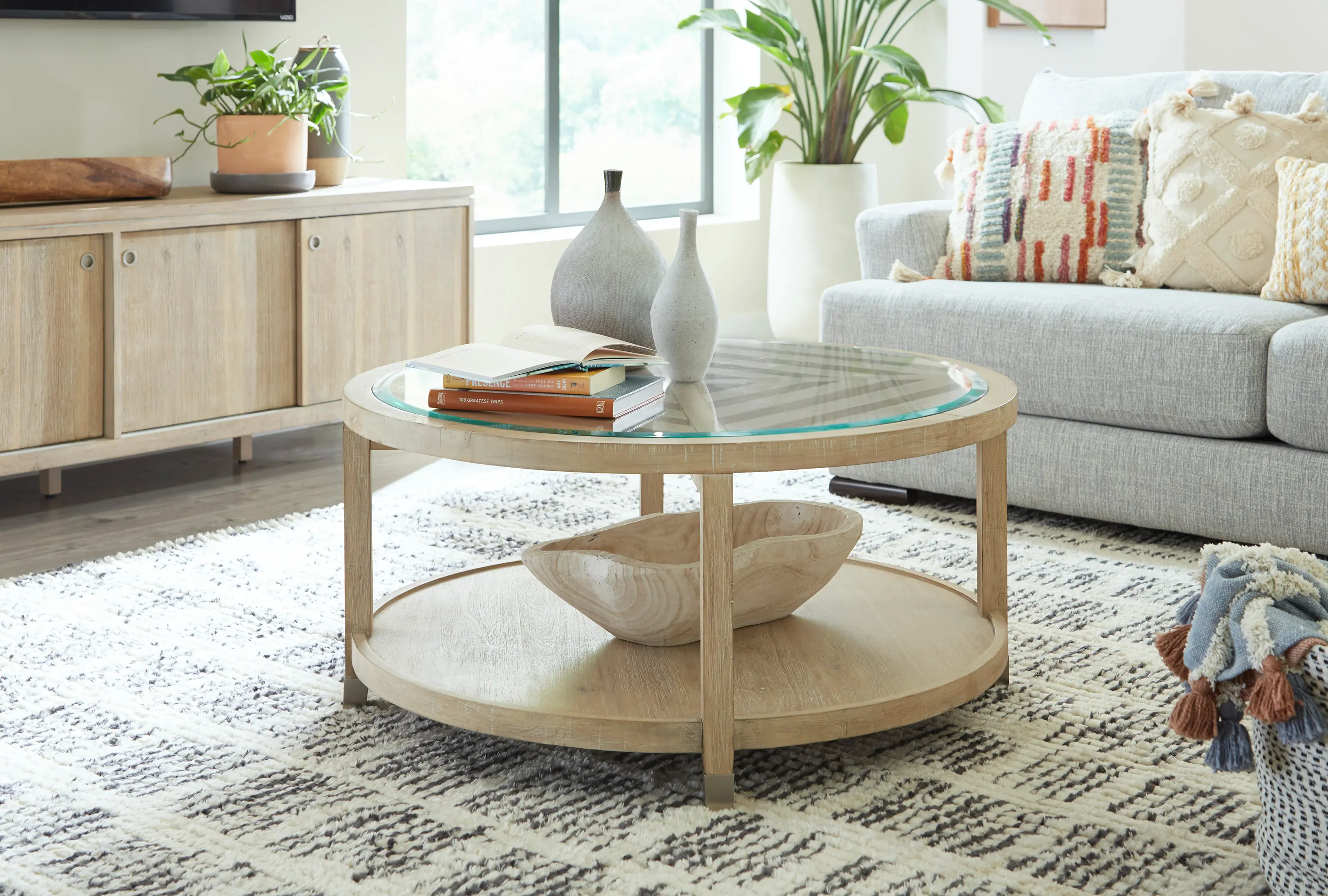 Morgan Natural Glass Top Coffee Table-2