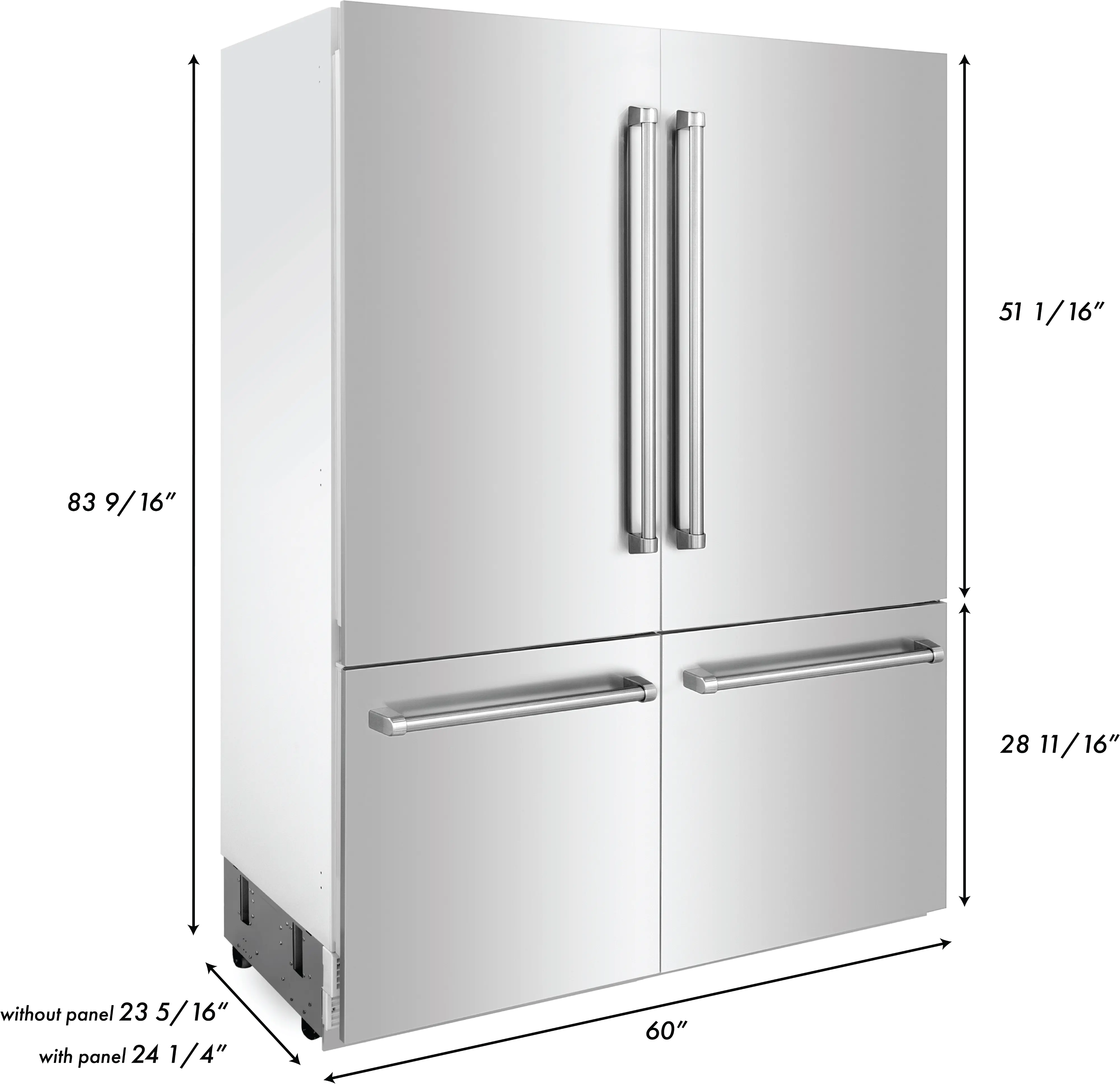 RBIV-304-60 ZLINE 60 32.2 cu ft 4-Door French Door Refrigerator - Built-In Counter Depth Stainless Steel-13