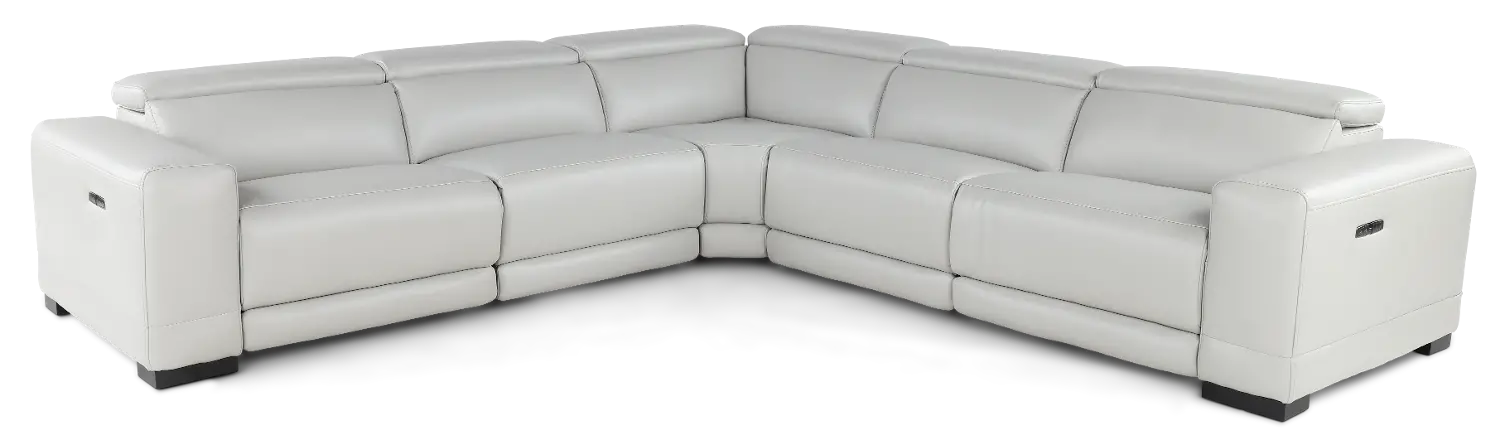 Sofia Fog White 5-Piece Power Reclining Sectional-1
