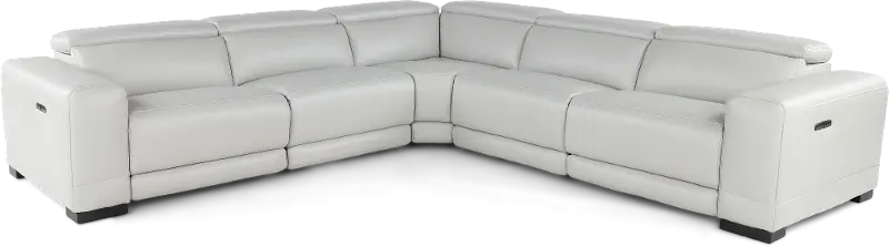 Sofia Fog White 5-Piece Power Reclining Sectional