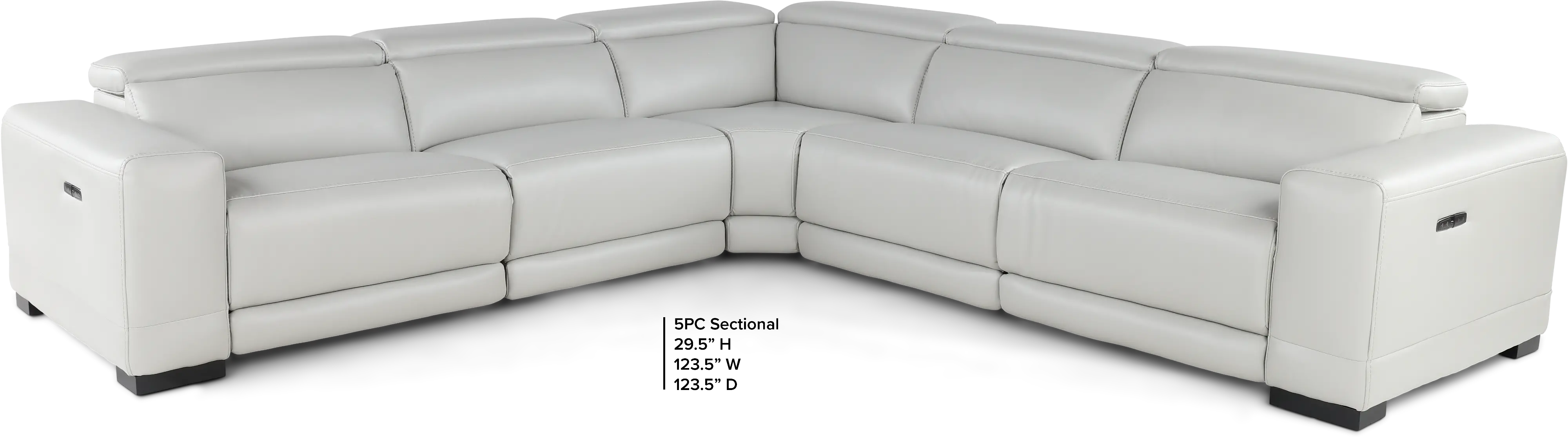 Sofia Fog White 5-Piece Power Reclining Sectional-3