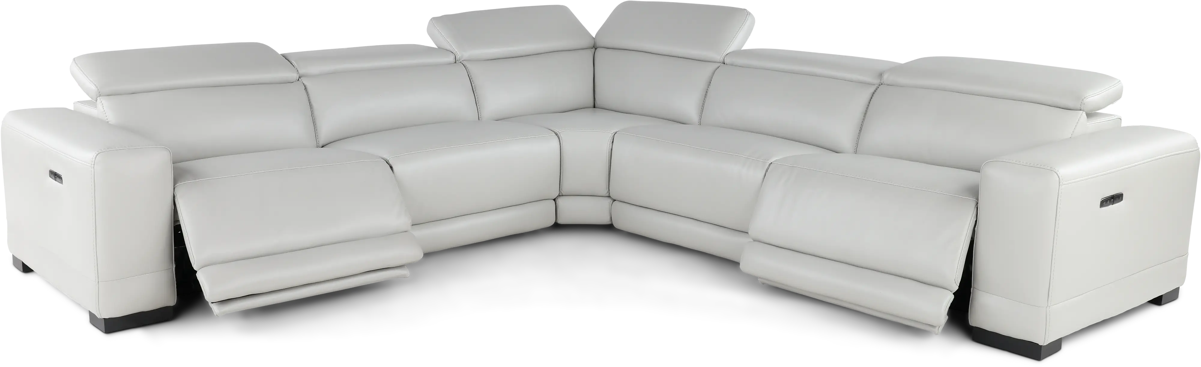Sofia Fog White 5-Piece Power Reclining Sectional-4