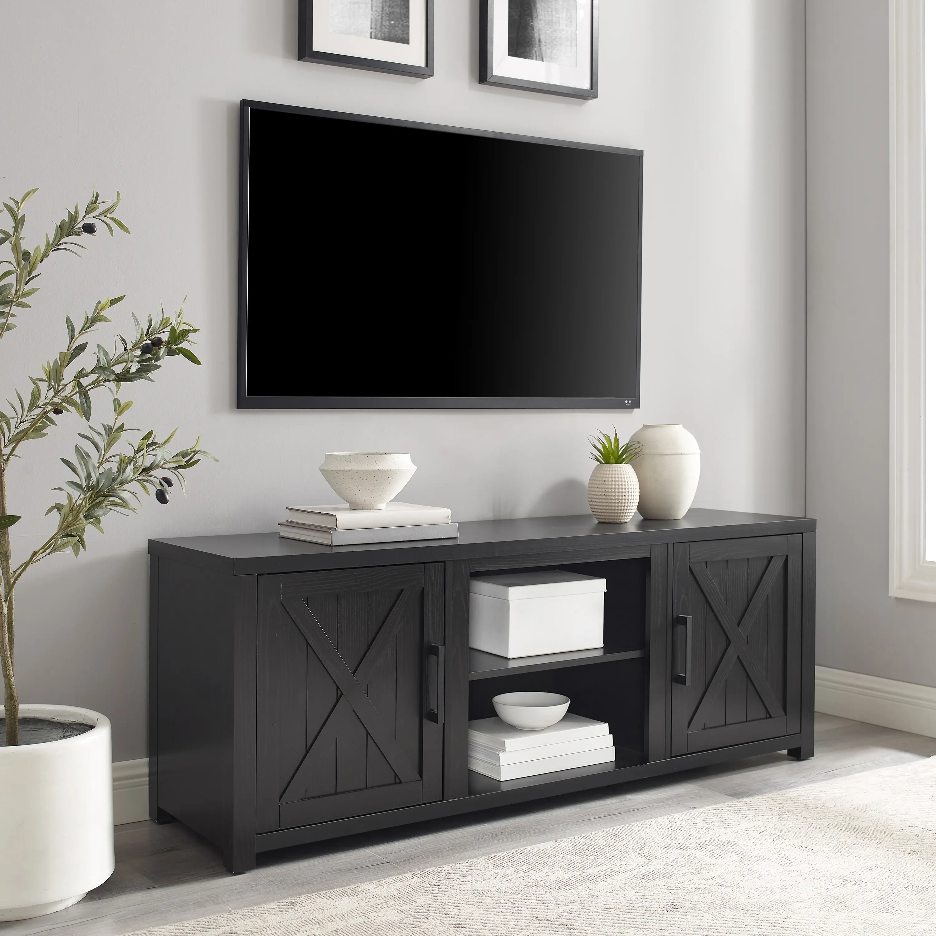 CF101358-BK Gordon 58 Black TV Stand-2