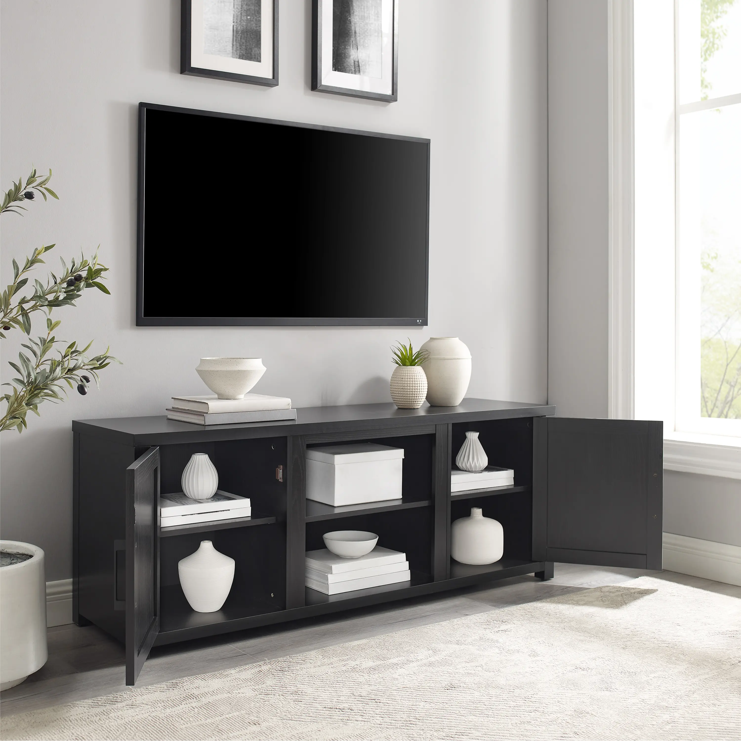 CF101358-BK Gordon 58 Black TV Stand-3