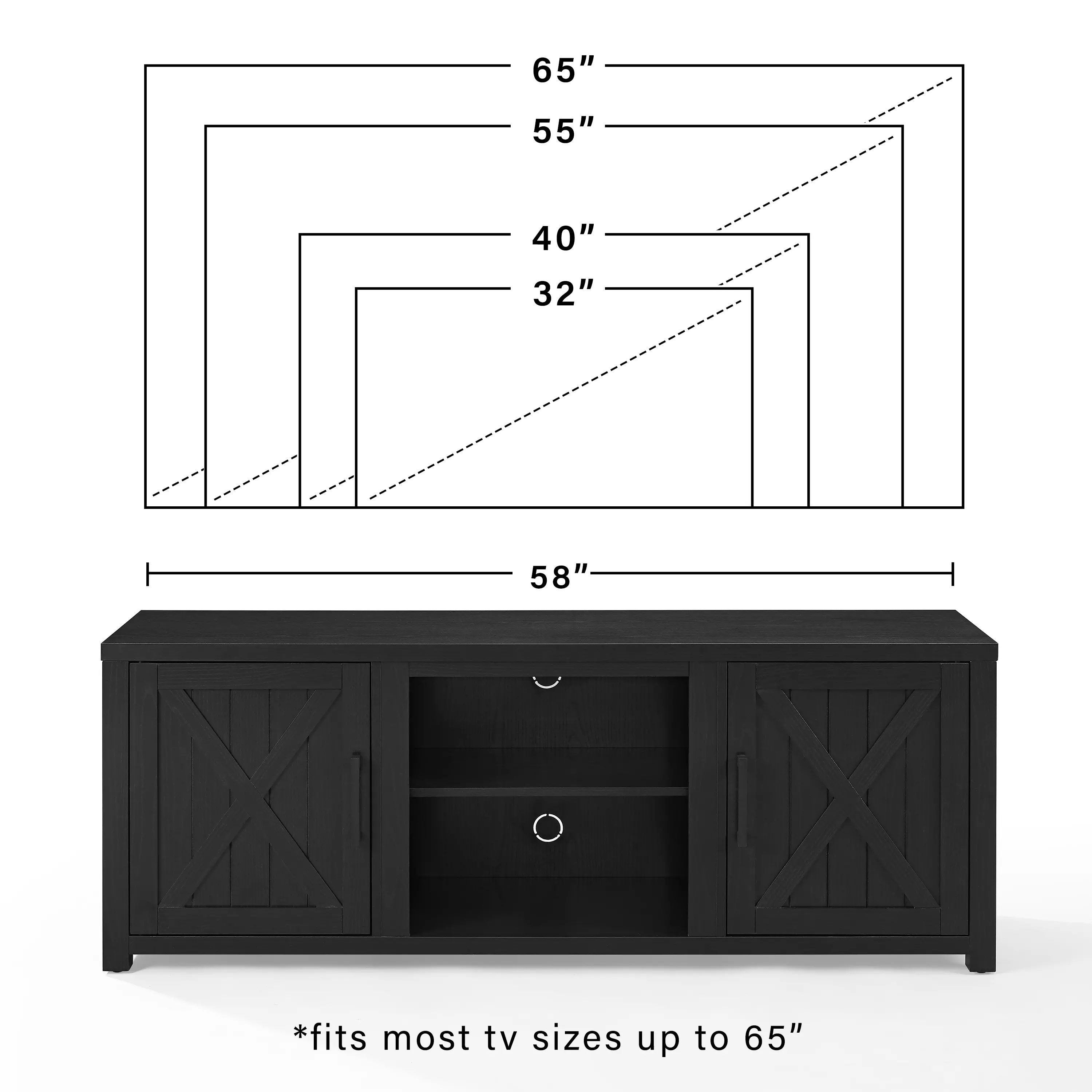 CF101358-BK Gordon 58 Black TV Stand-9