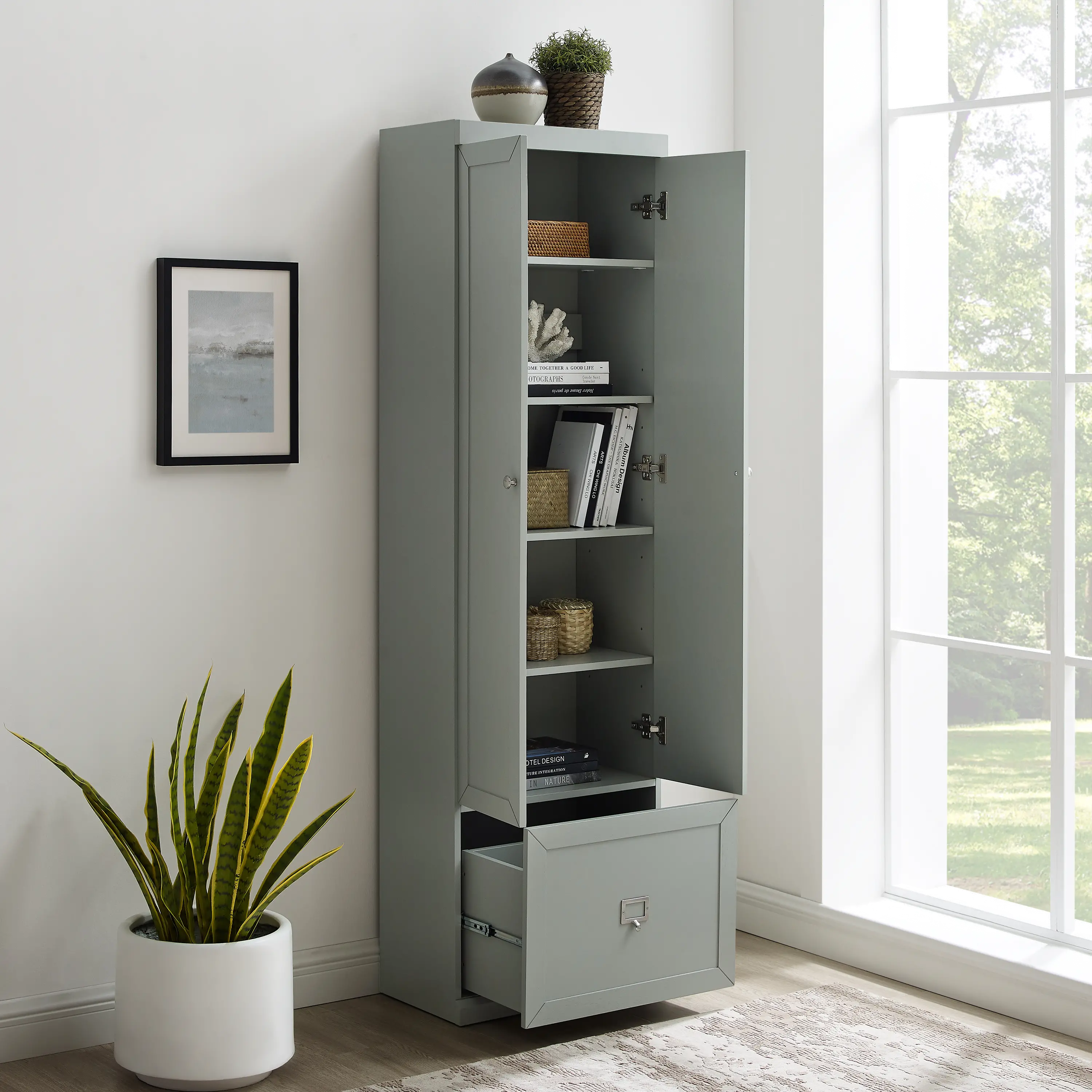 CF6026-GY Harper Gray Storage Pantry-5