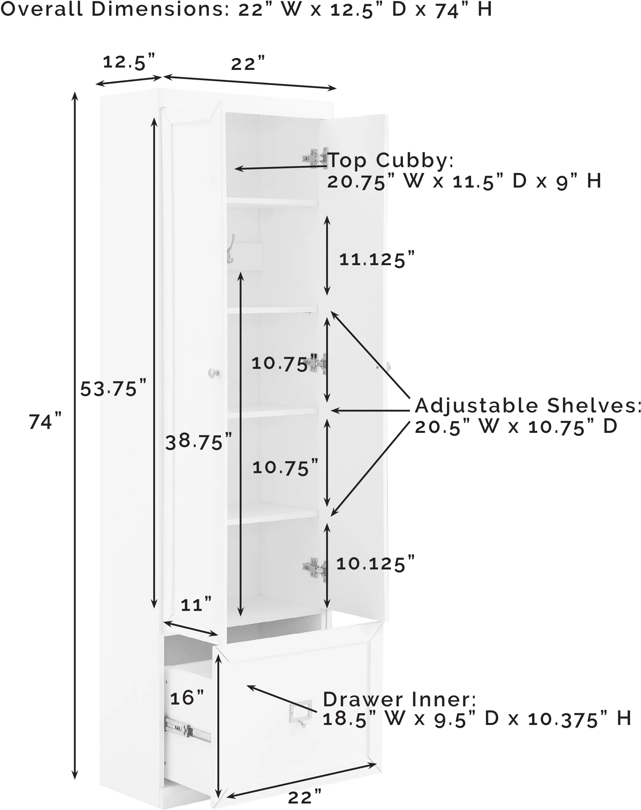 CF6026-GY Harper Gray Storage Pantry-9