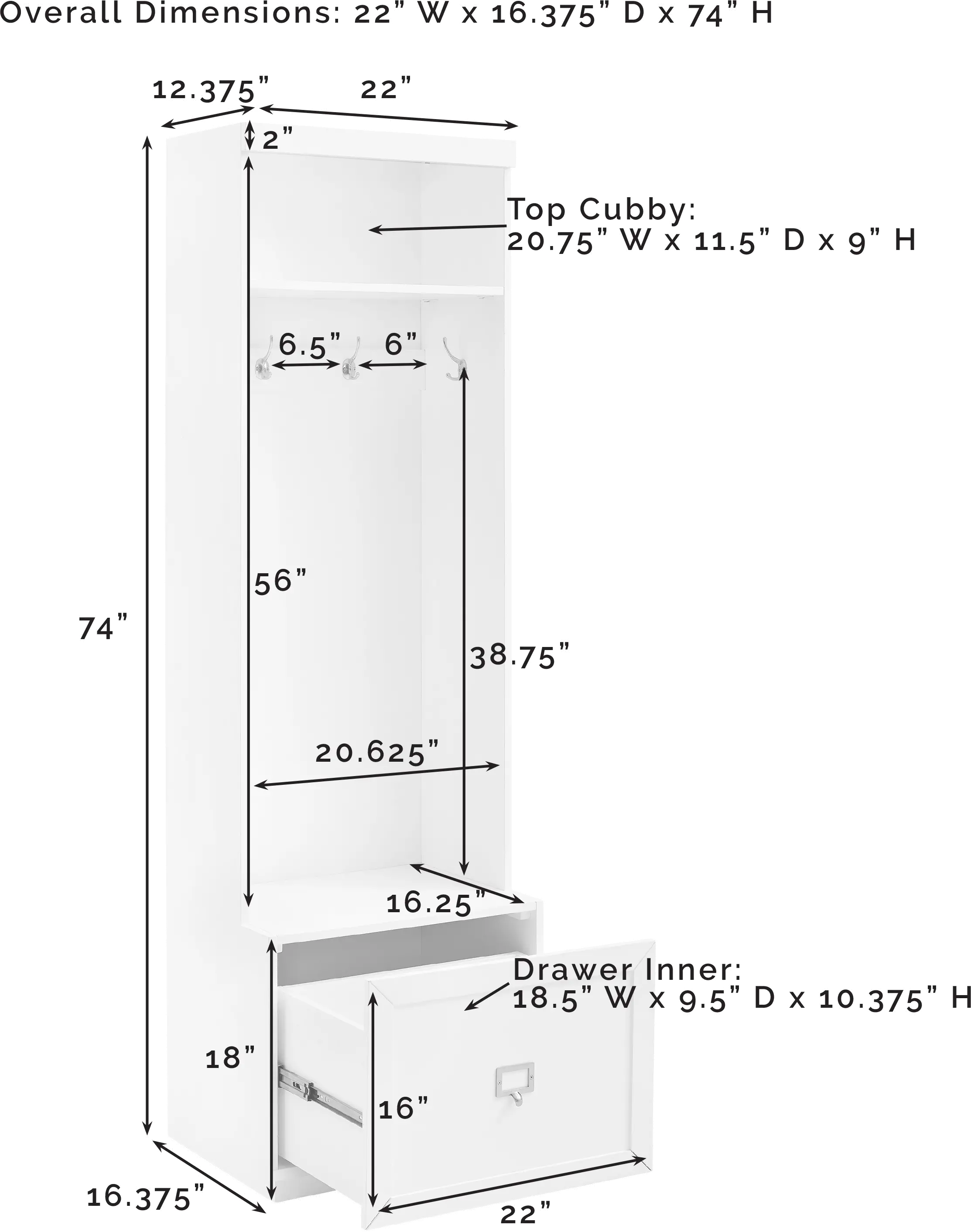 CF6025-GY Harper Modern Gray Hall Tree-1