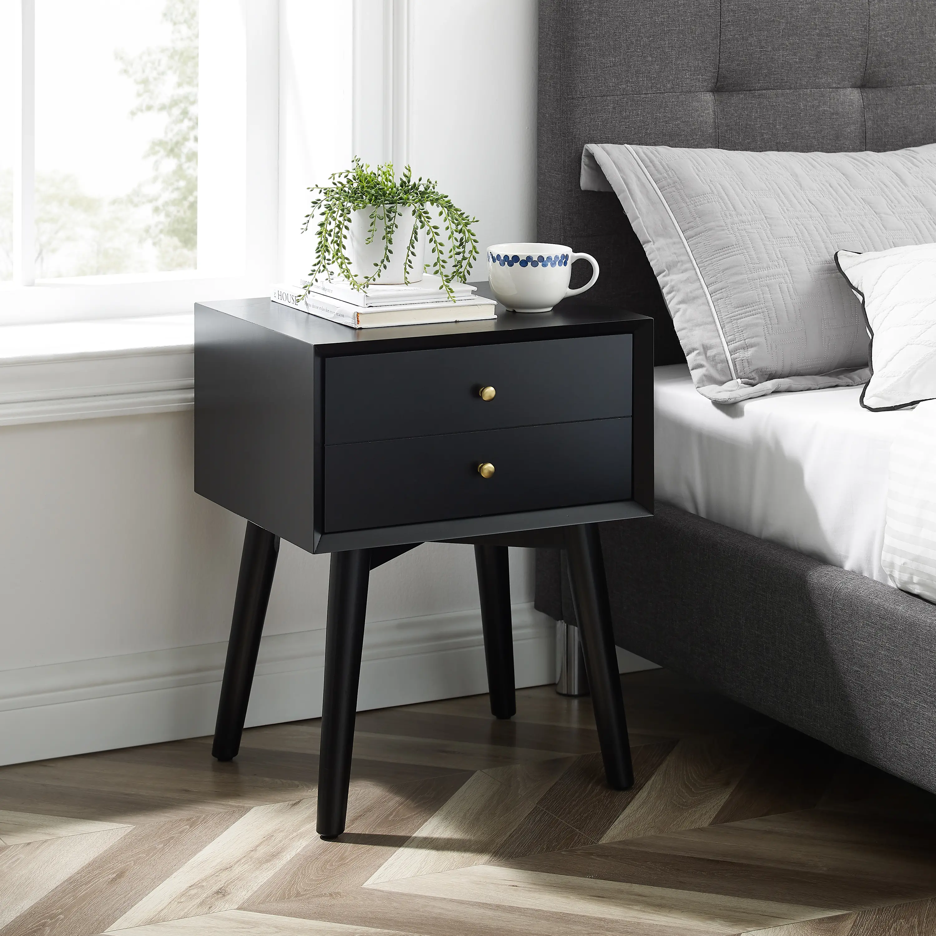 CF9401-MB Landon Black Night Stand-1