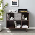 KF13120WA-BK Liam Walnut 6 Cube Record Storage Bookcase with Speaker