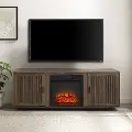 KF100858WA Silas 58 Walnut TV Stand with Fireplace